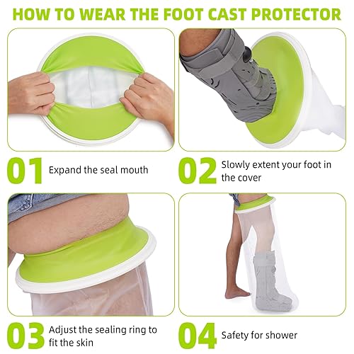 Miniatura 6 de Fundas de fundición impermeables para piernas de ducha para adultos, protección completa de piernas largas para heridas, mantiene el yeso y el