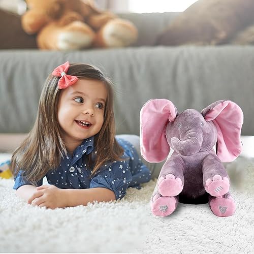 Miniatura 8 de Dimple Kaia - Elefante de peluche interactivo animado para cantar y Peek-A-Boo con orejas flexibles, atractivo juguete musical para bebé, regalo de