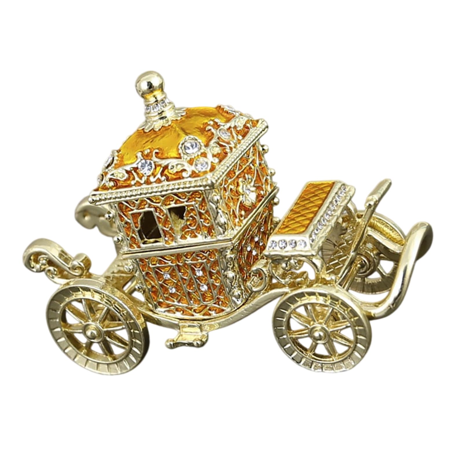 Xjdzineq Vanity Jewelry Box Carriage Organizer Painted Zinc Alloy Small Storage Case for Earrings Necklaces Bracelets Mementos and Dresser Decor Carriage Shaped Trinket Box