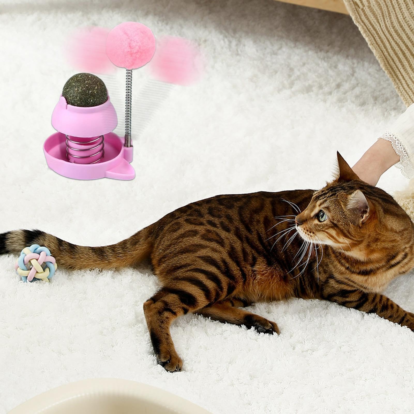 Palla Di Erba Gatta Adesiva Da Parete - Giocattolo Interattivo Per Gatti, 10cm - Foto 4