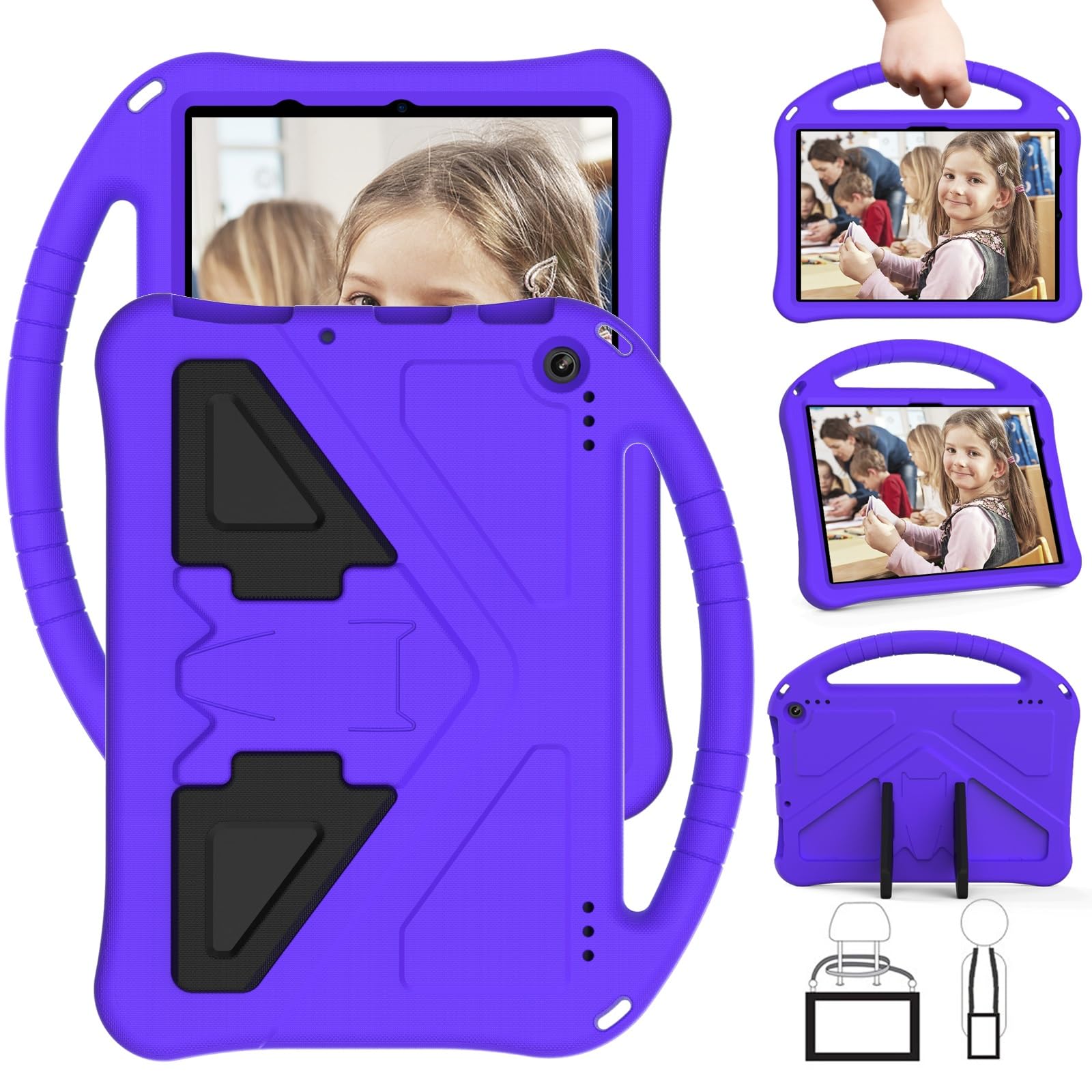 Pokrowiec ochronny na tablet Lekka, odporna na wstrząsy, przyjazna dla dzieci obudowa kompatybilna z etui Kindle Fire HD 10/Fire HD 10 Plus 10,1 cala (wydanie modelu na rok 2021), z podstawką z uchwyt