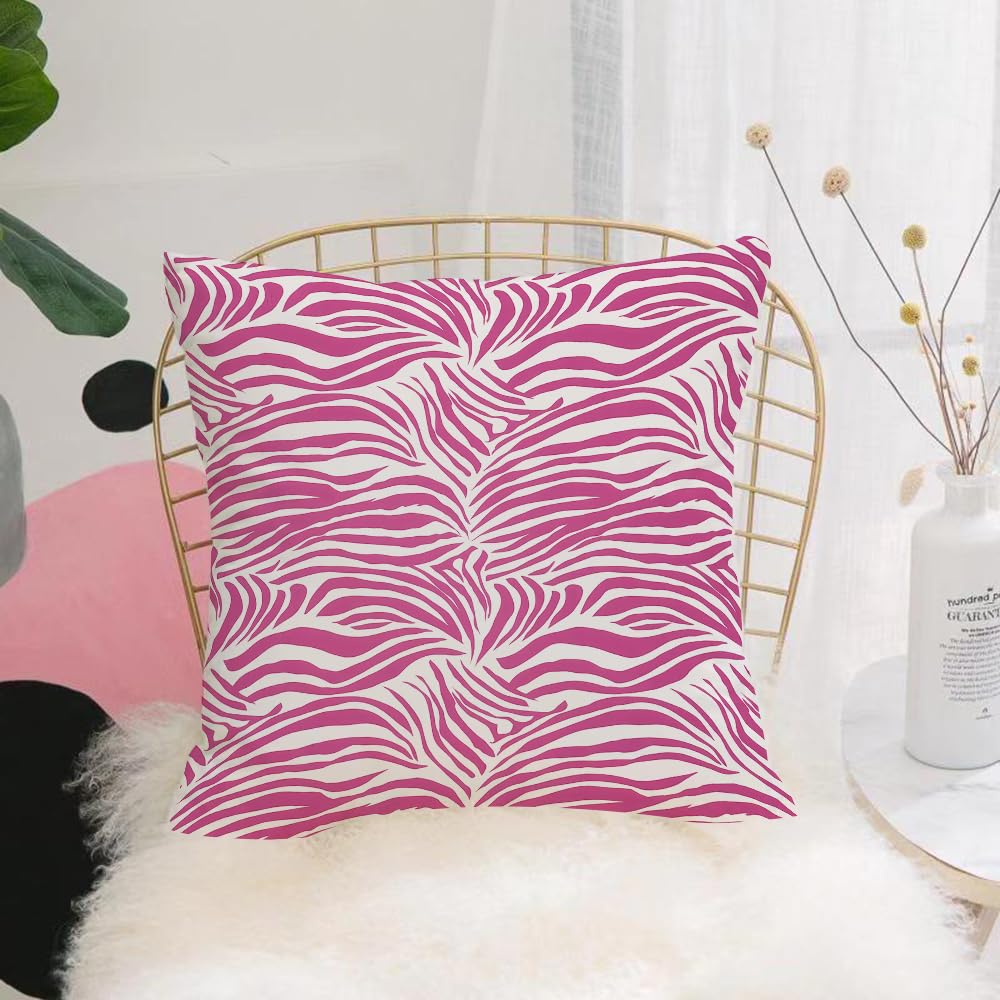 HYOSXW Cushion Cover,Throw Pillow Case Home Decorative for Living Room Bedroom Sofa Chair 16X16 Inch,Animal fur texture seamless pattern background, illustration in pink zebra form,Pillowcase 40X40cm