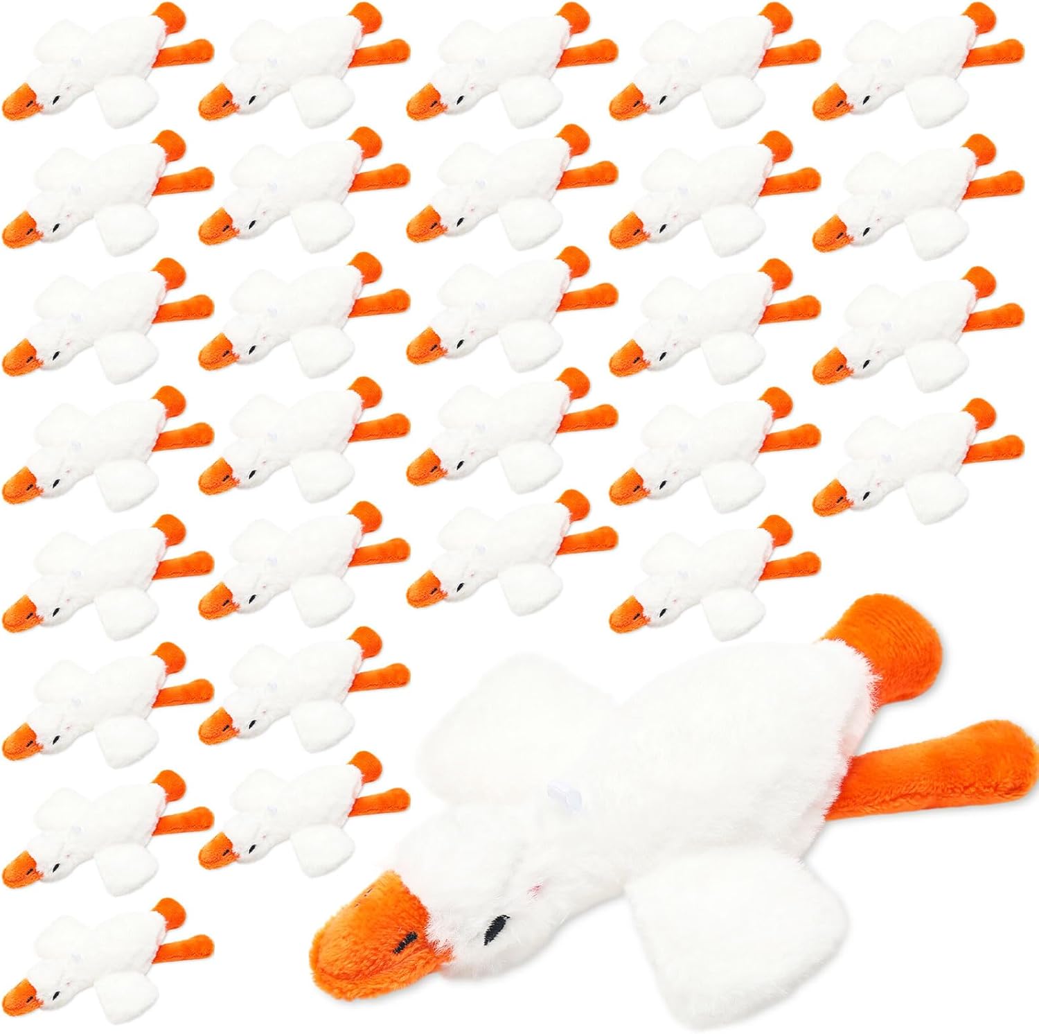 Liliful 30 Pcs Goose Stuffed Animal 6.5 Inch Goose Plush Soft Stuffed Animal Toy Yellow Plush Toy Doll for Birthday Baby Shower Supplies Home Decorations(White)