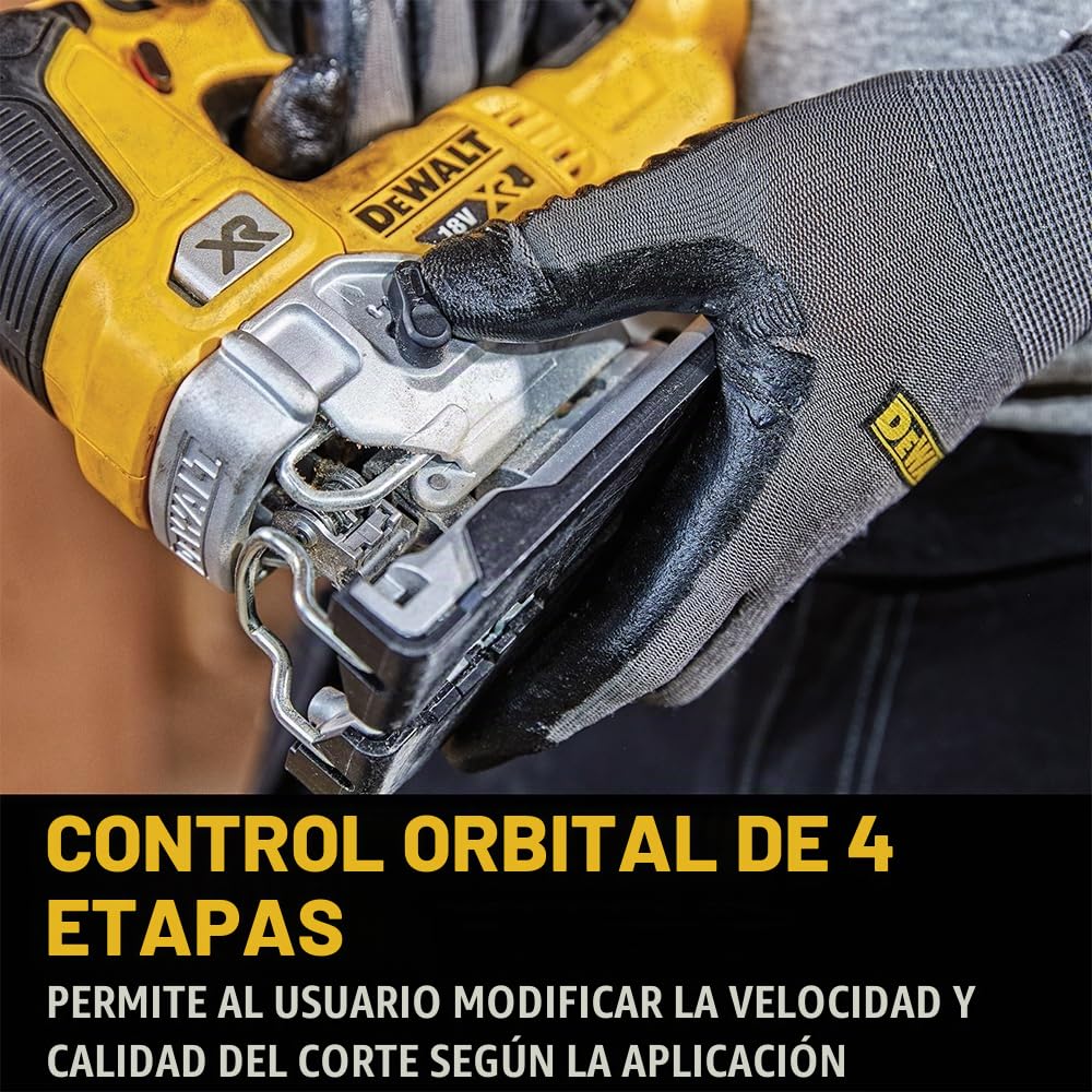 DEWALT DCS335NT-XJ, Sierra de calar sin escobillas 18V XR, Incluye maletín TSTAK, 3200cps/min, Corte madera 135mm /Acero 10mm, No incluye batería ni cargador