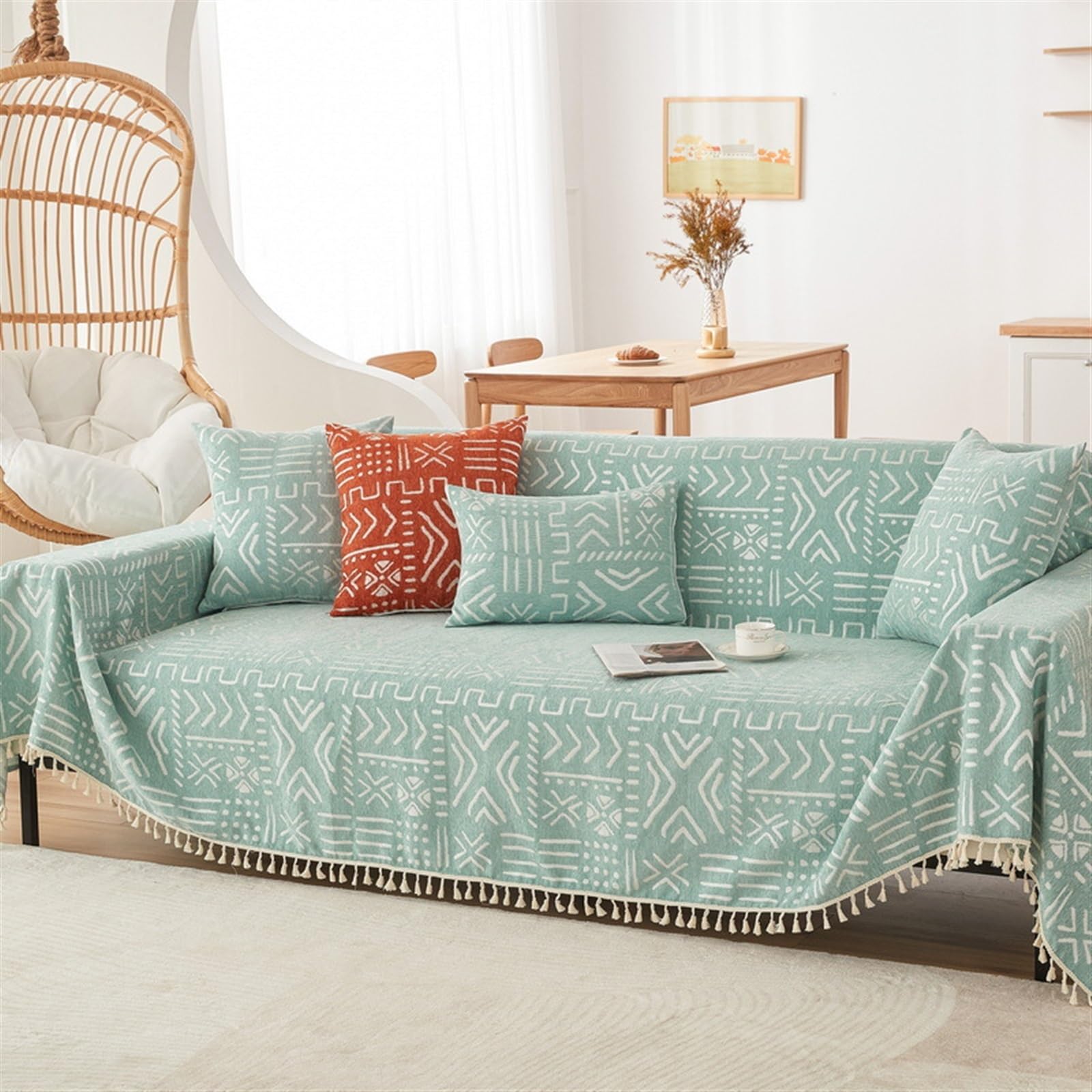 Housse de canapé en fourrure verte 180x280 cm pour salon élégant