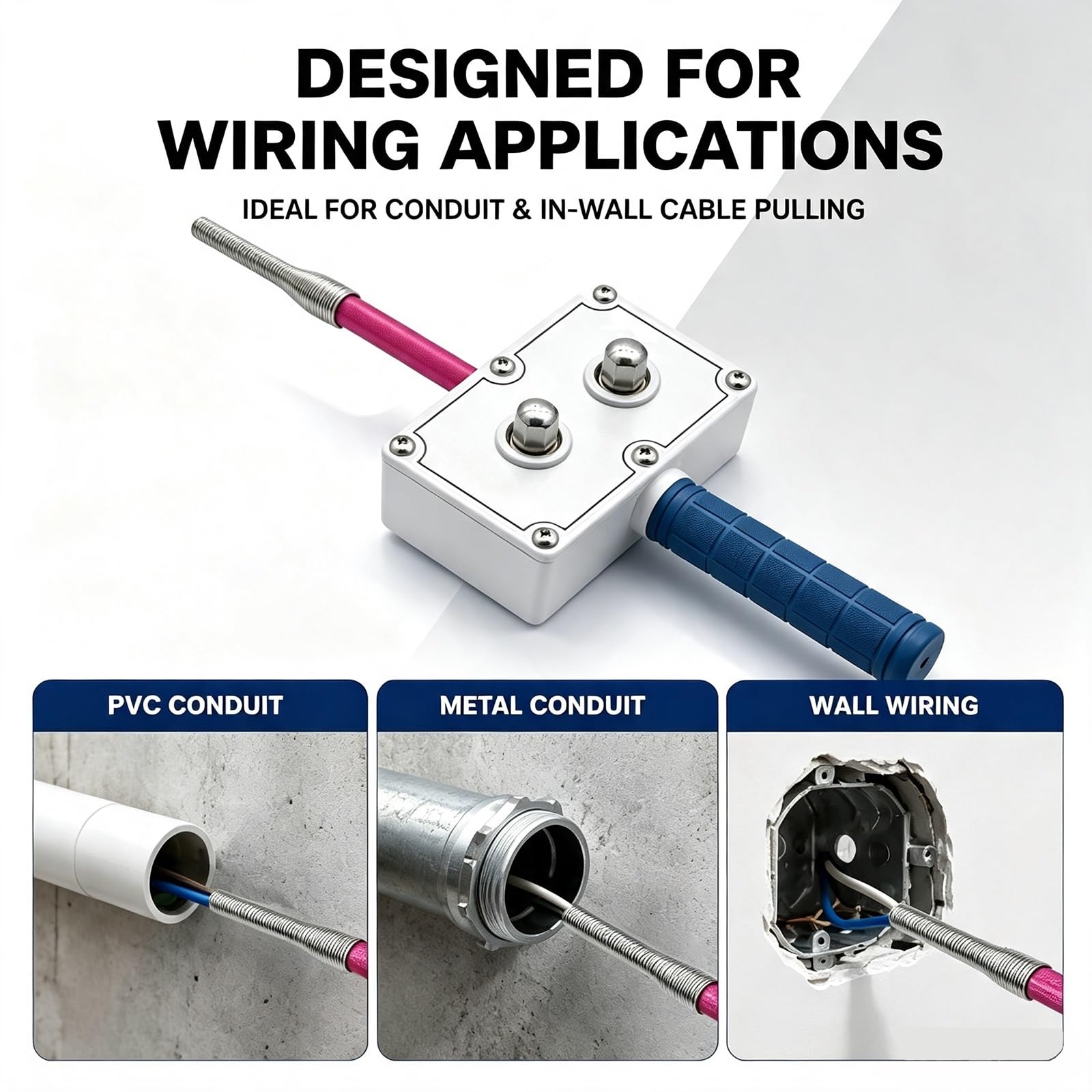 Outil de traction fil d'électricien, outils de filetage de câble portables | Ergonomique antidérapante, for conduits et tuyaux cachés, tire-fil à une seule personne permettant d'économiser du travail