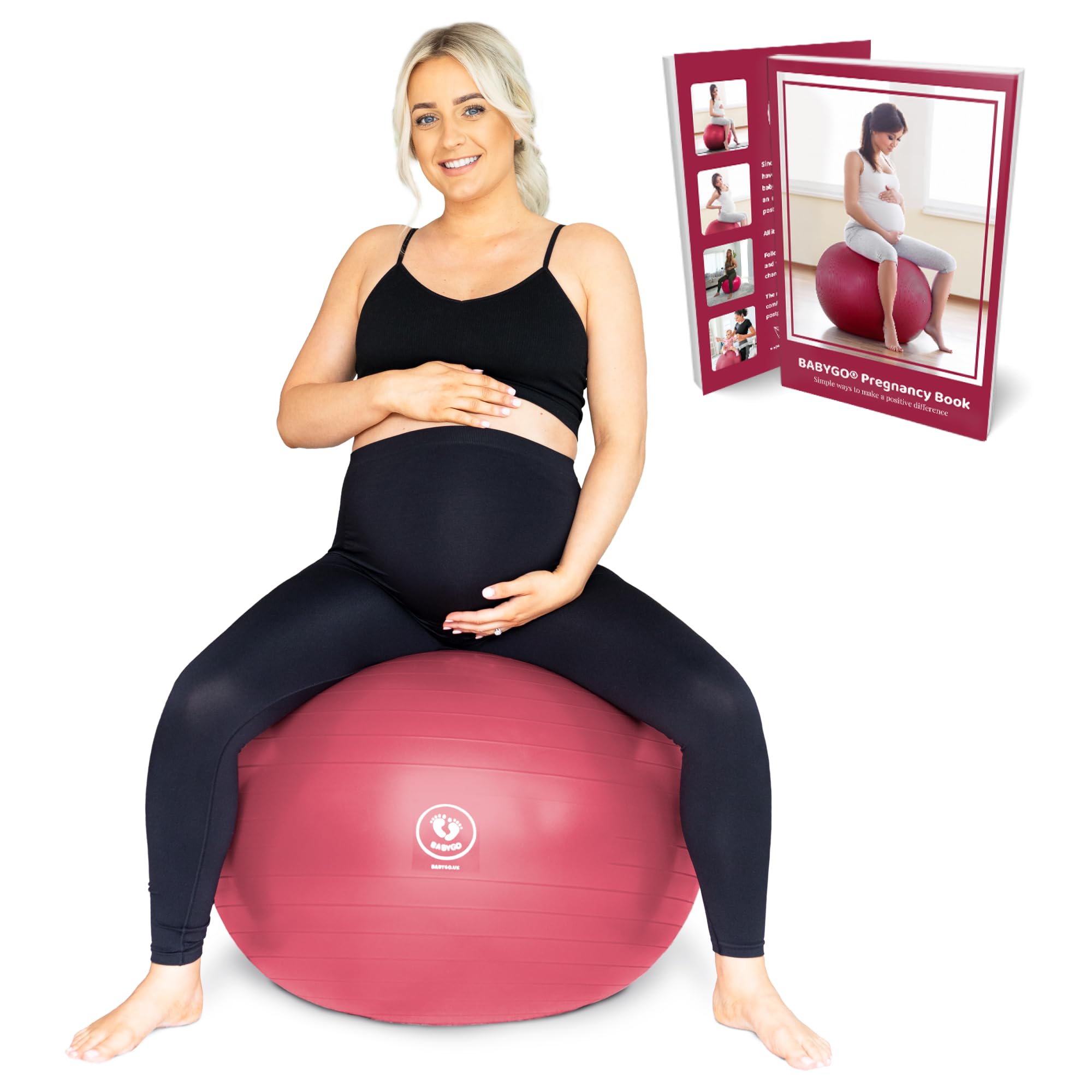 BABYGO® Birthing Ball for Pregnancy & Labor + Our Award Winning Book - Exercise, Birth & Recovery Plan, 5X Stronger Than a Yoga Ball with Eco Friendly Material
