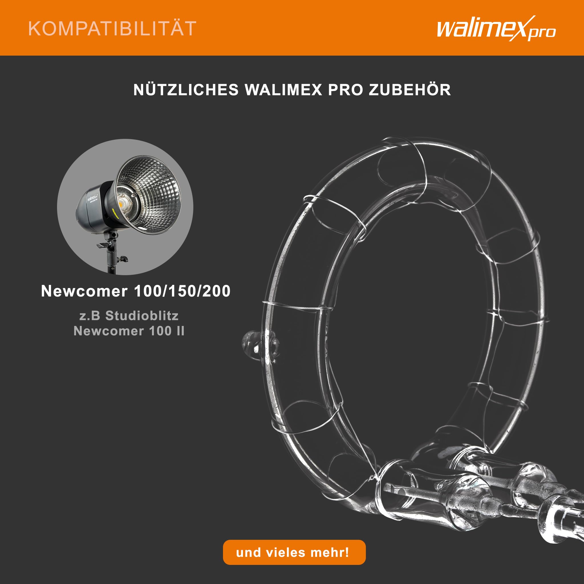Walimex pro Ersatzblitzröhre für den Studioblitz Newcomer 100/150/200, VT-100/150/200, Leistungsaufnahme 100W, Farbtemperatur 5400-5800 K, Ersatz Blitz leicht zu wechseln