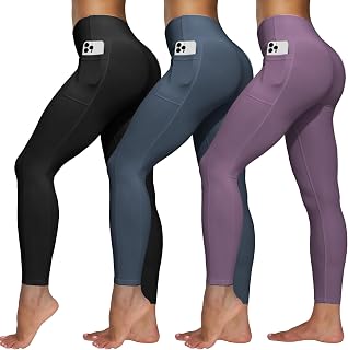 3 Pack Leggings with Pockets for Women High Waisted Tummy Control Plus Size Workout Leggings Yoga Pants