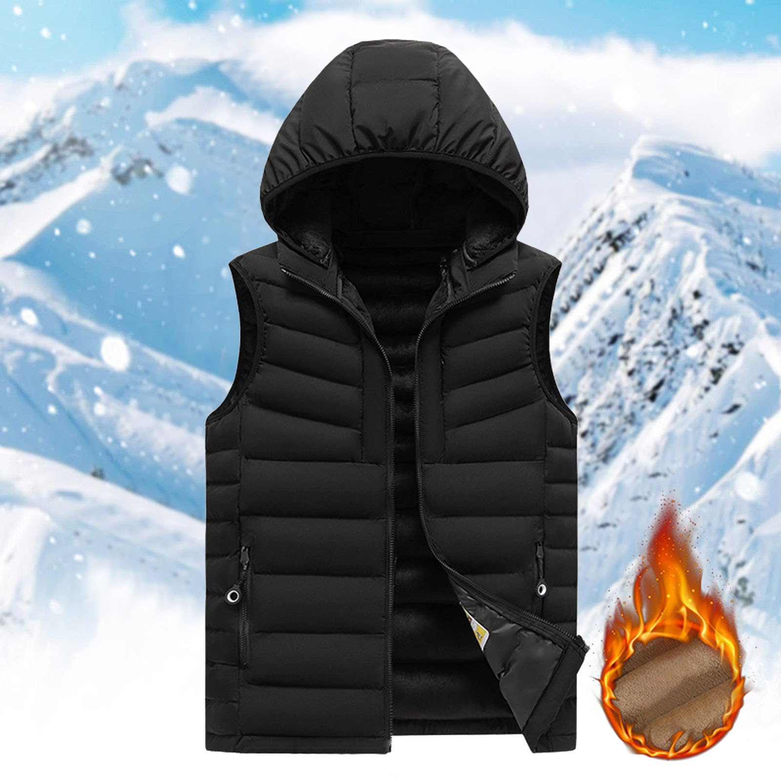 Genérico Chaleco Plumas Hombre Chalecos Acolchados Invierno Abrigo Pluma Sin Mangas chaqueta térmica para correr acolchado con bolsillos ajuste regular Gilet Exteriores Talla Grande