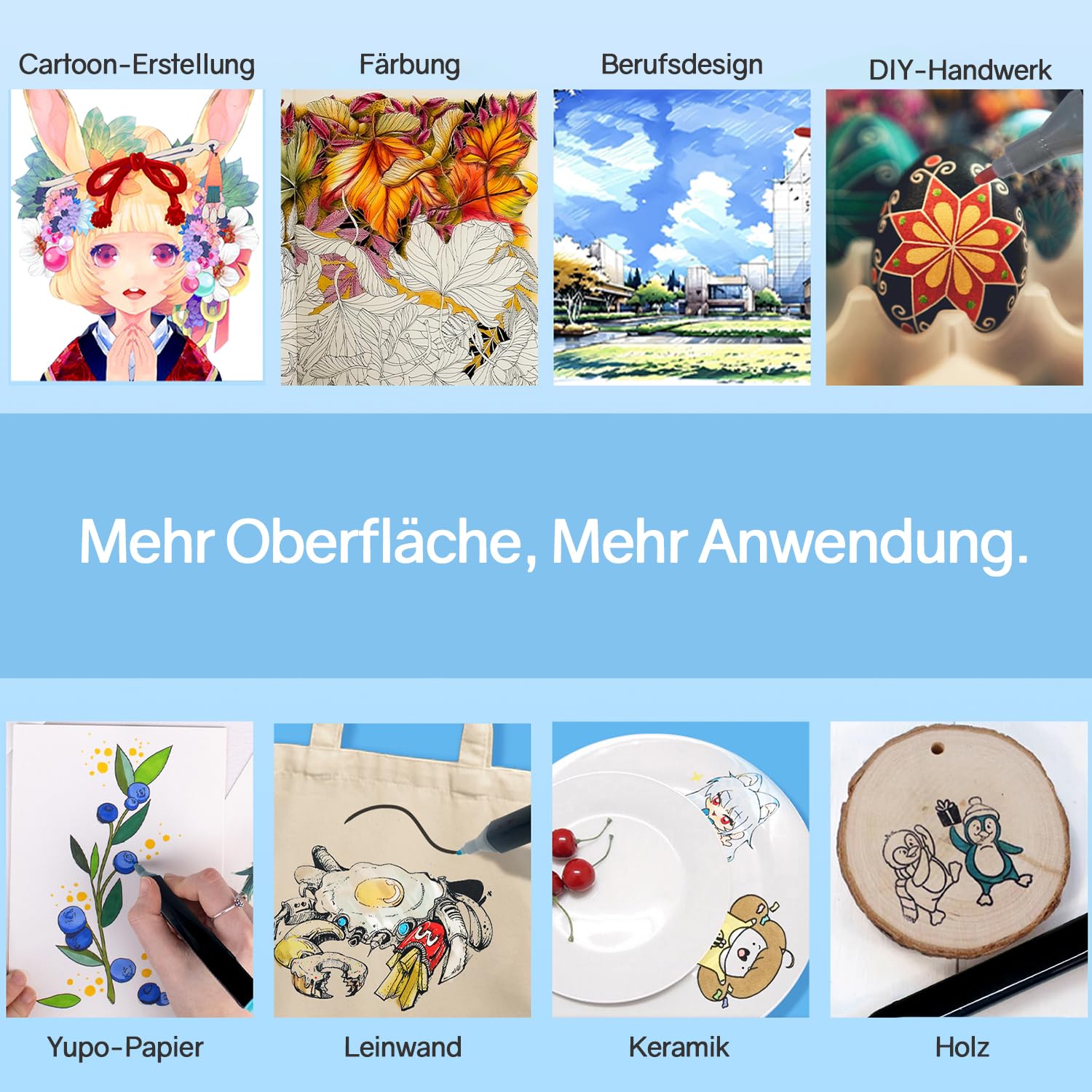Tongfushop Viltstiften, set van 40 kleuren, dubbele punt, 2 seconden, sneldrogende schetsen, permanente alcoholmarker met zwarte draagtas en afstandhouder voor schilderen, design