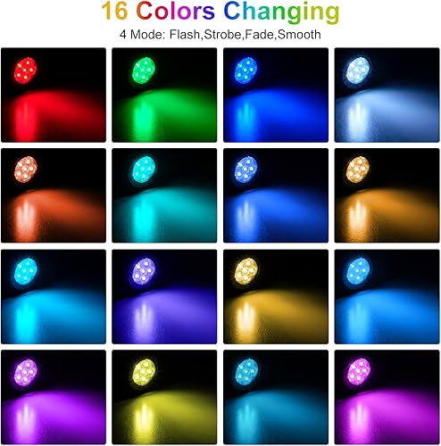 Miniatura 6 de T-SUN Luz de estanque RGB sumergible, luces LED subacuáticas, lámpara subacuática, luces de fuente que cambian de color, focos de control remoto al