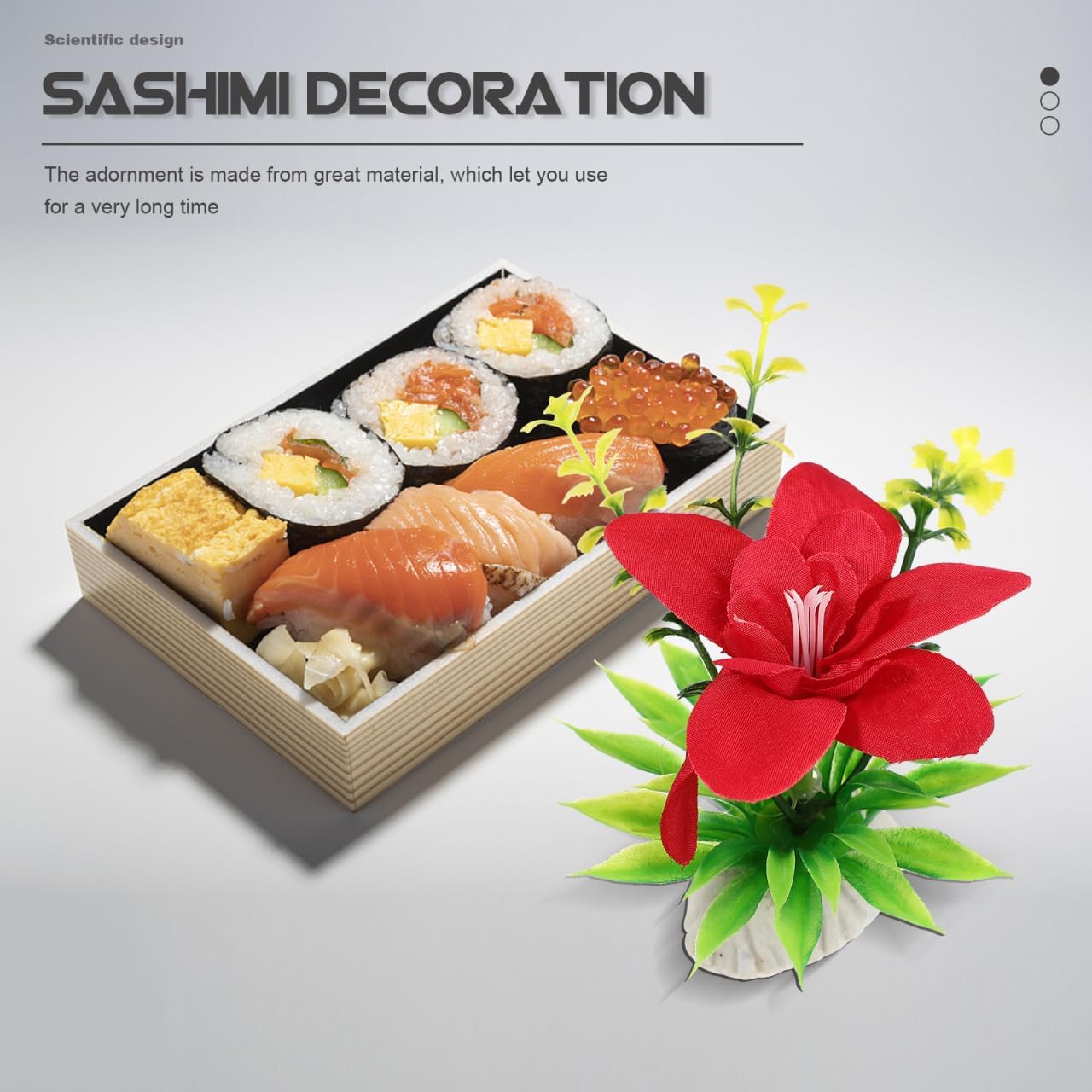 ORFOFE 12Pcs Sushi Plate Flower Ornaments Artificial Flower Decors for Sushi Serving Plates Kitchen Dining Party Decorations