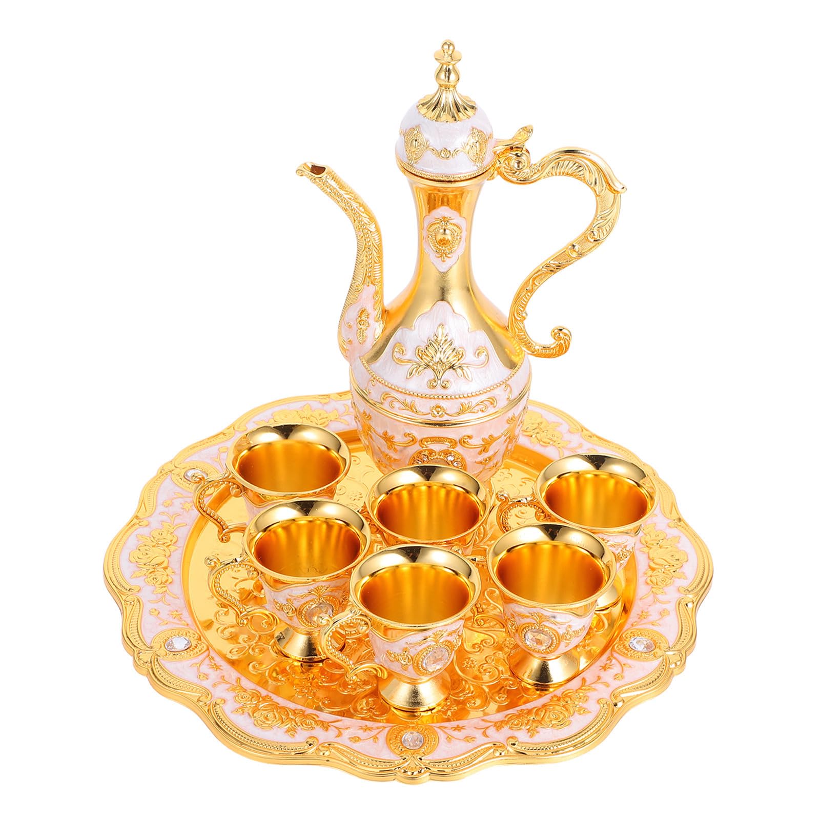 Ensemble de Verres à Shot Rétro Style Vintage Palais en Alliage de Zinc Or avec Plateau Capacité 250ml et 30ml pour Fêtes Privées et Anniversaires