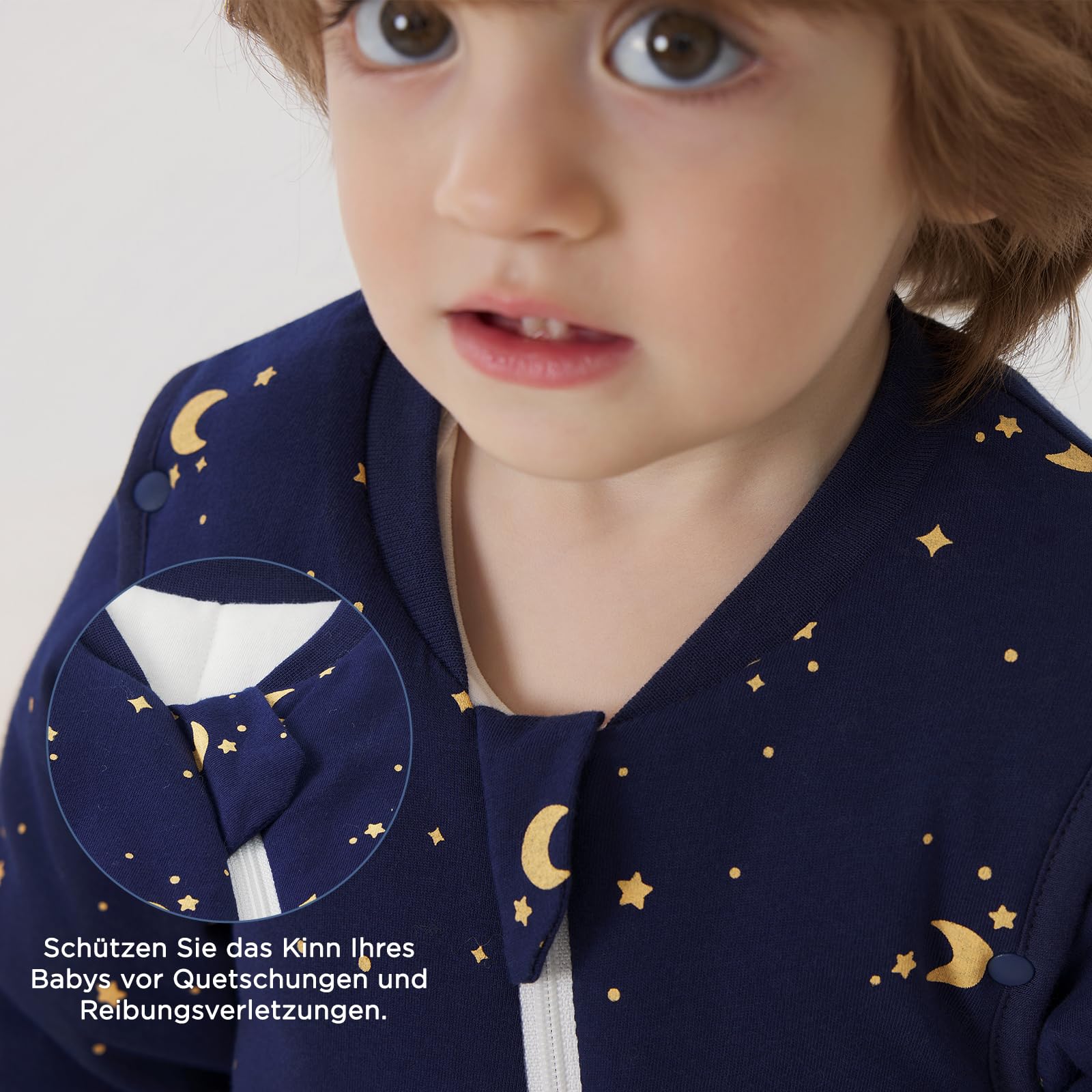 Duomiaomiao Saco de dormir de invierno para bebé con piernas de 3,5 tog, 100 % algodón, saco de dormir cálido con piernas para bebés de 2 a 3 años, luna