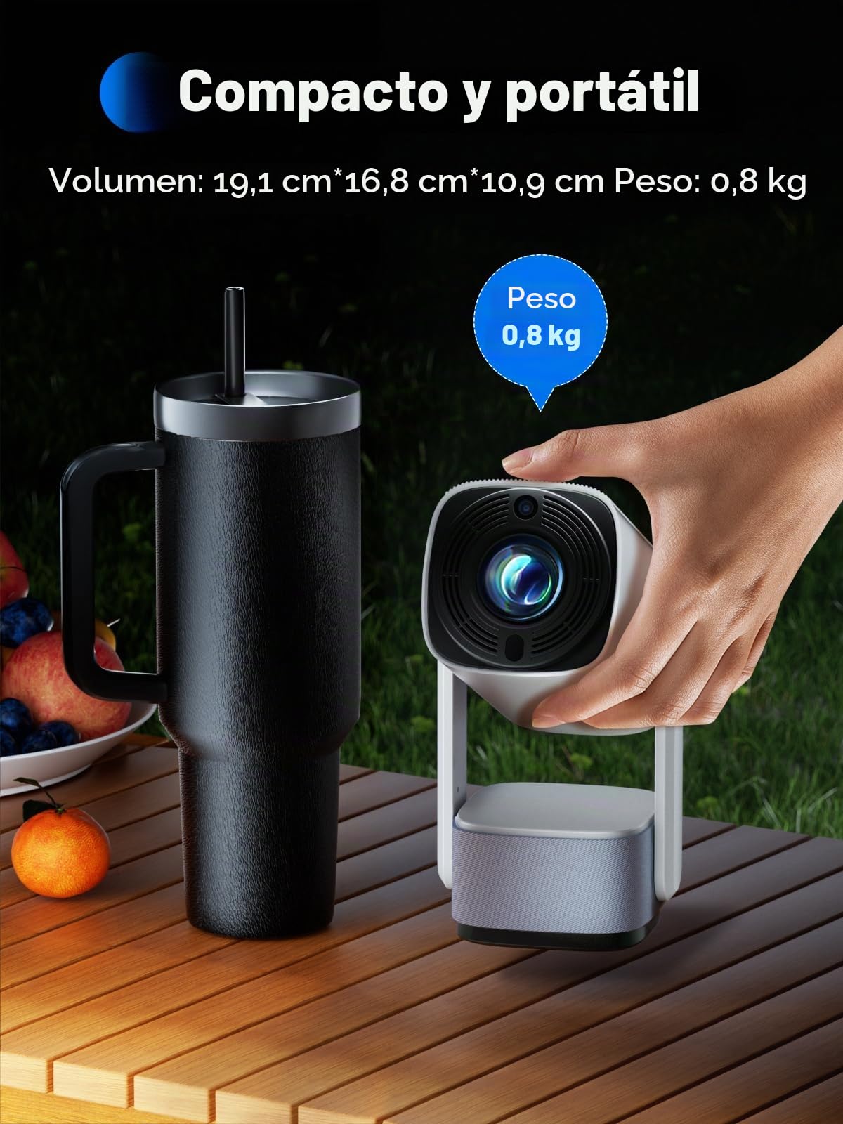 SOOMFON SK2 Mini proyector con WiFi y Bluetooth 1080P Supote Full HD | Proyector de teléfono portátil para dormitorio con altavoz, enfoque eléctrico, Keystone, compatible con TV Stick/HDMI/Laptop