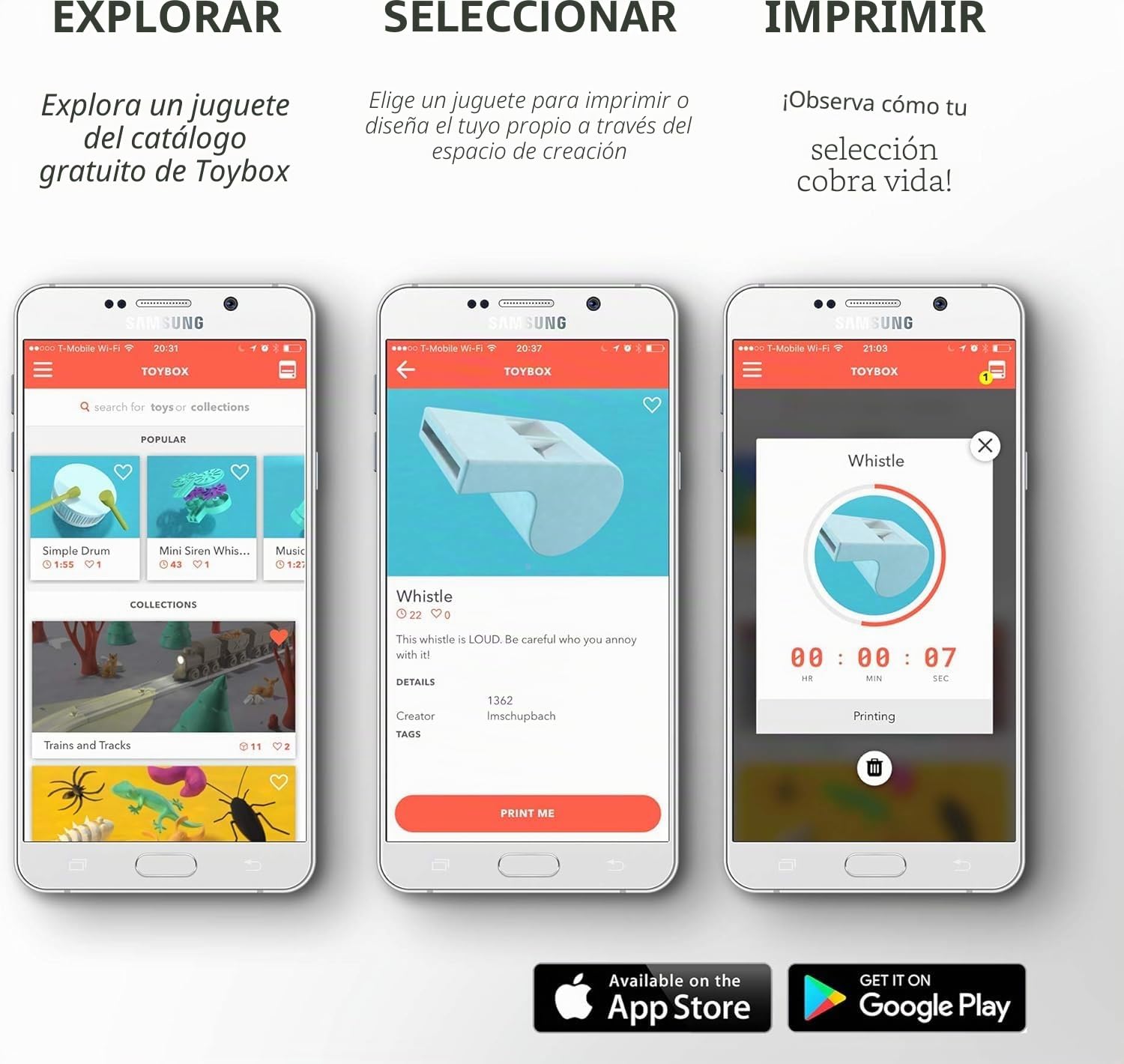 Toybox Impresora de Juguetes 3D de 1 Toque para niños y 1 Impresora de Coco para Principiantes de Alimentos (V1.5)