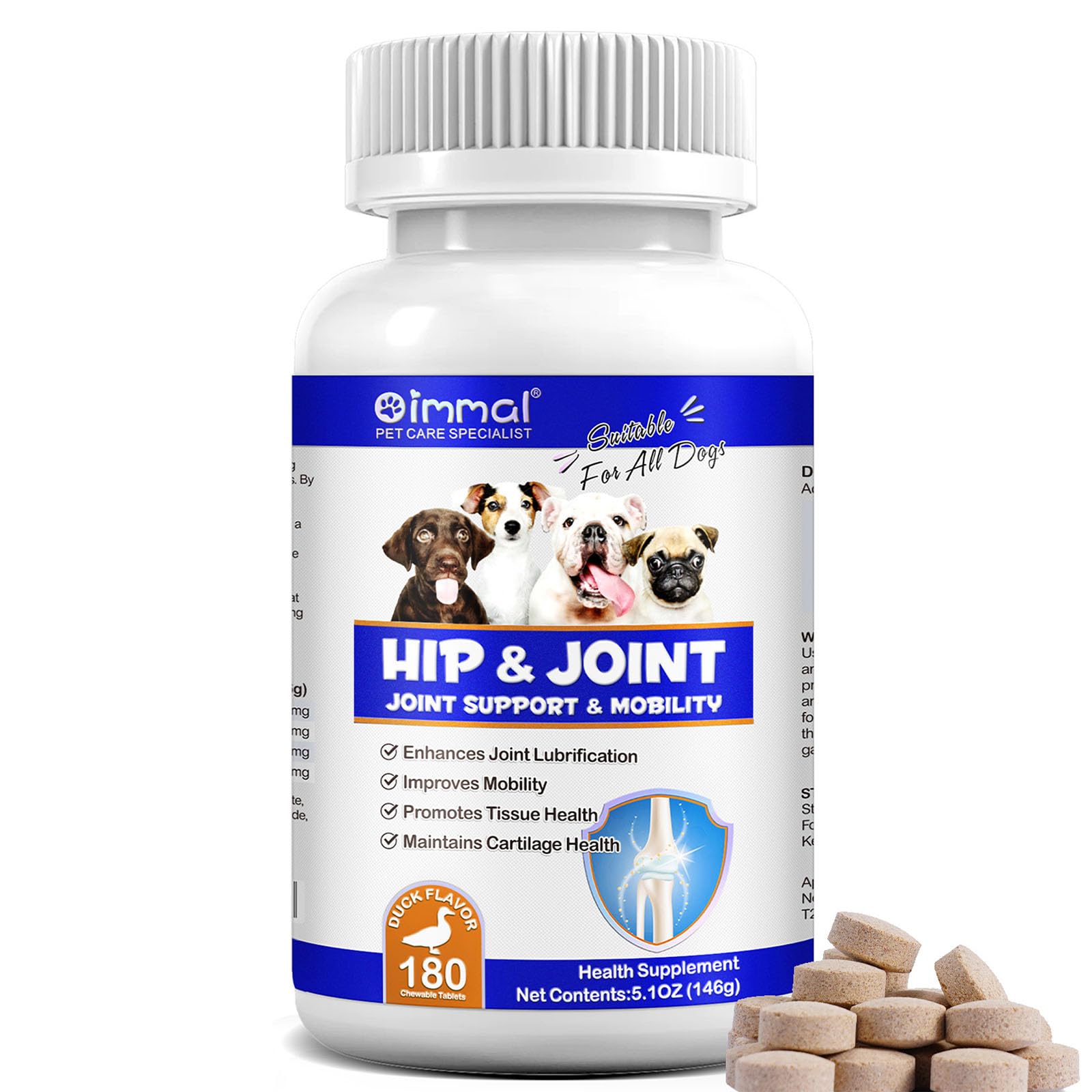 Hip and Joint Supplement for Dogs 180 Tablets Dog Joint Support & Mobility Supplement