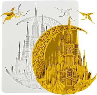 Castle Silicone Mold Halloween Castle Bat Fondant Molds for Cake Decoration Chocolate Cupcake Topper Sugar Craft Candy Polymer Clay Gum Paste