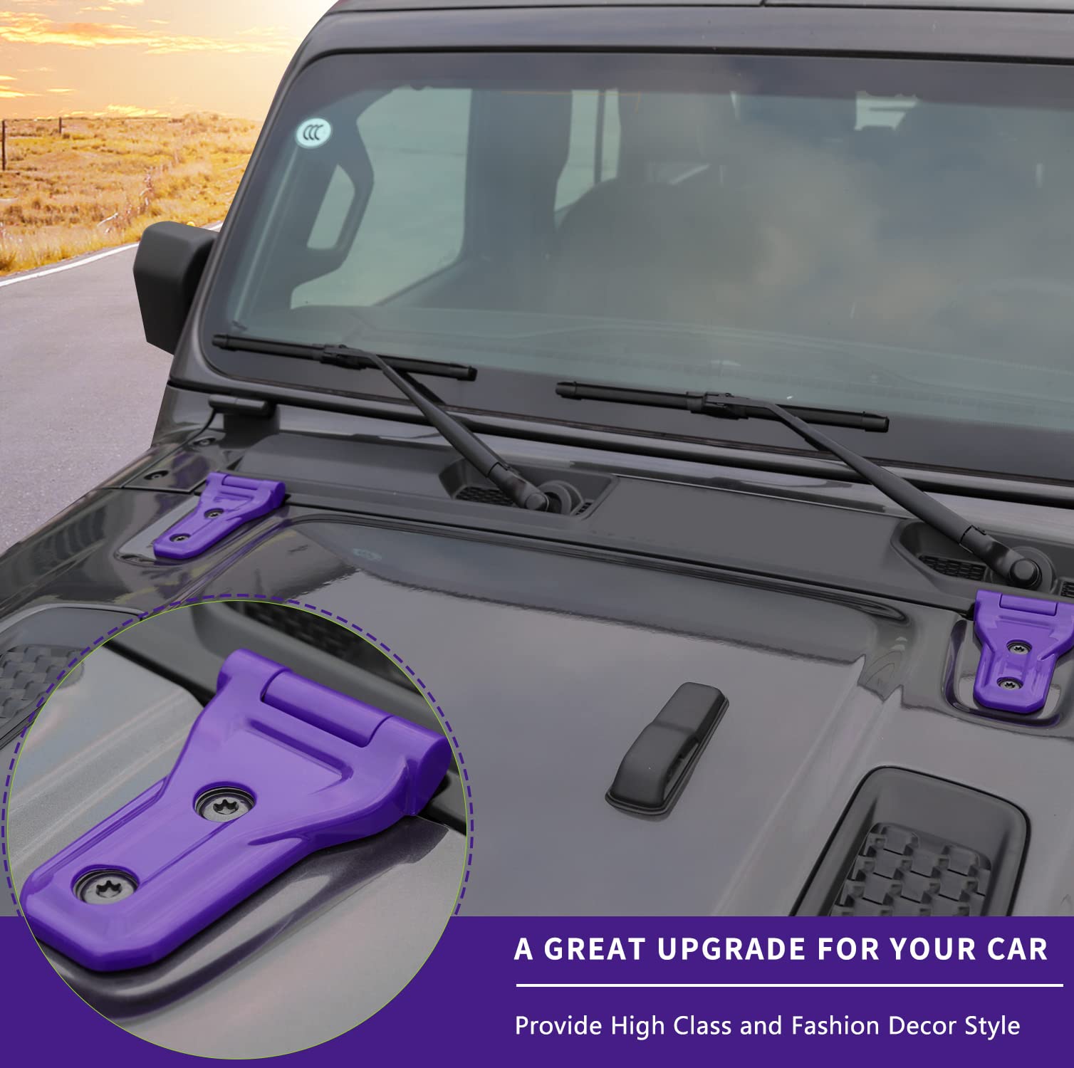 Protections Charnières Capot Jeep Wrangler JL & Gladiator JT 2018-2023 – Style Fibre Carbone – 2 Pièces