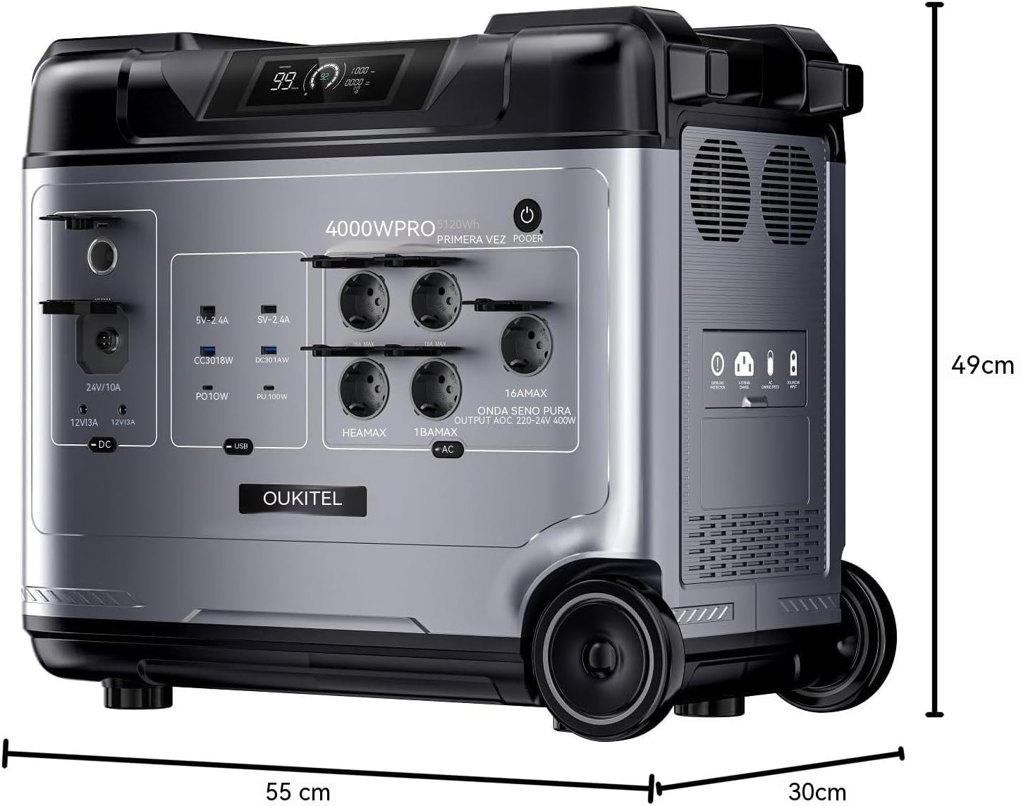 OUKITEL P5000PRO Estación de Energía Portátil 5120Wh Generador Solar 4000W Gran Capacidad Fuente de Reserva Máx Carga Solar 1000W Para Obras Autocar Cortes De Luz Largos
