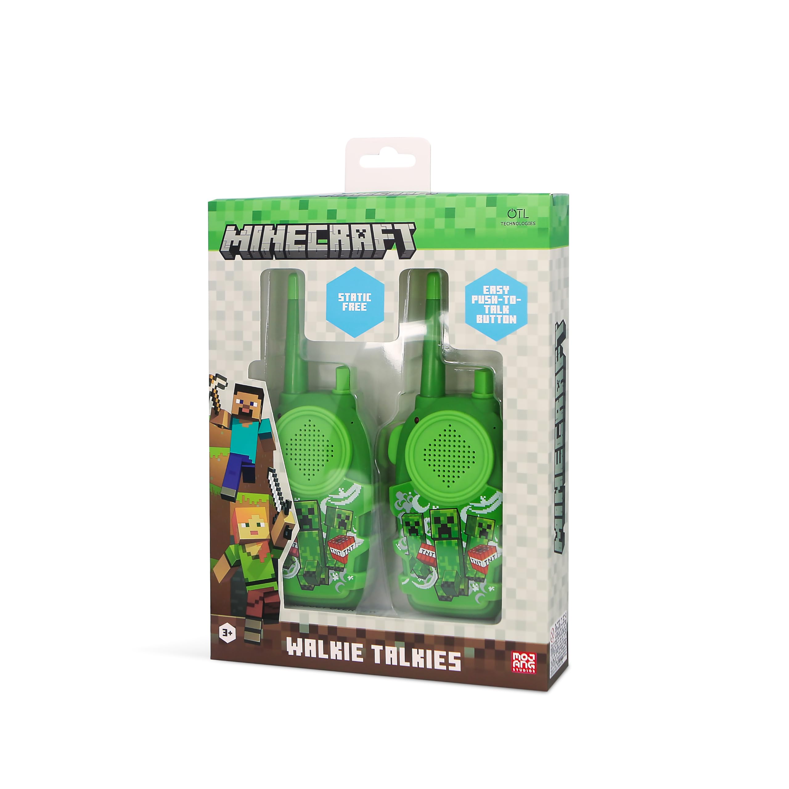OTL Technologies Minecraft, set walkie talkie verde, portata 150 metri, funzione push-to-talk
