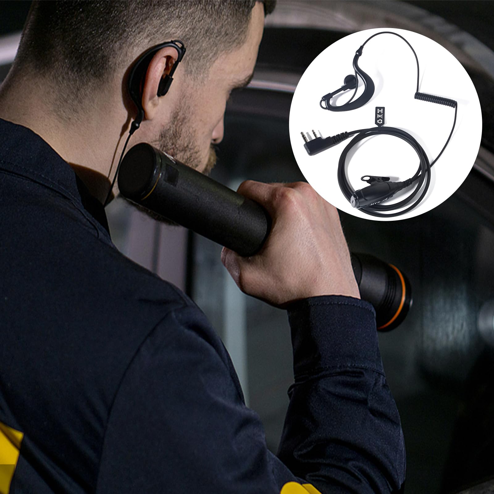UAYESOK Cuffie radio a 2 pin, tipo G con microfono PTT e tappi per le orecchie, compatibili con Baofeng UV5R 888s UV-82 Kenwood RT24 RT27 eSynic QuanSheng Walkie Talkie (2 pezzi)