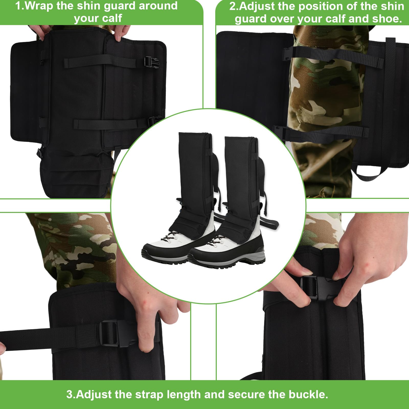 2pz Ghette Anti-Serpente, Protezione Anti-Serpente Regolabile e Impermeabile alla Caviglia per Escursionismo Caccia attività All'aperto Ghette da Trekking Resistenti per Adulti Donne e Uomini