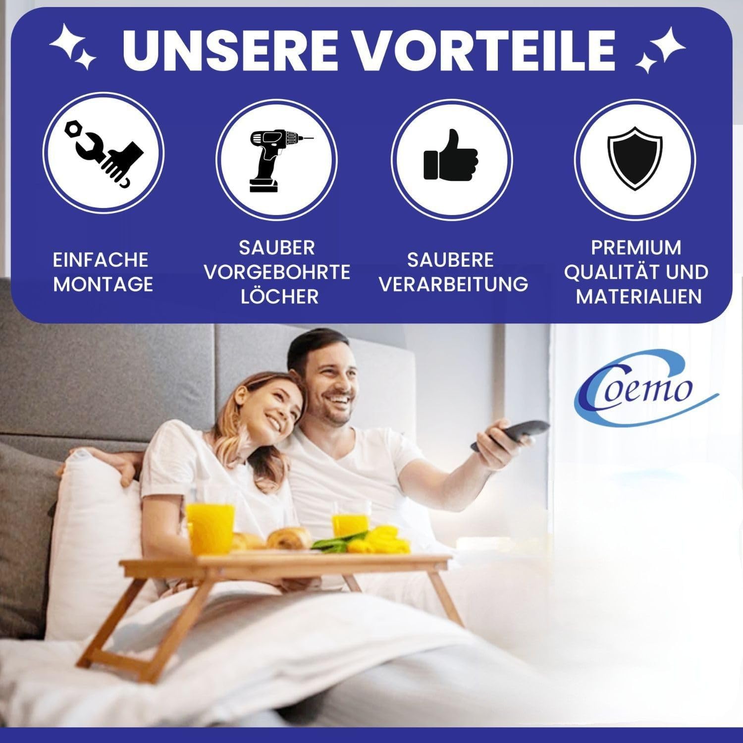 Coemo Stabiler 7-Zonen Lattenrost Basic | Lattenrahmen starr 140 x 200 cm | 28 Leisten | Duo-Kappen | Härtegrad-Regulierung 4-Fach einstellbar | Bettrahmen Buche Rahmen | Made in Europe