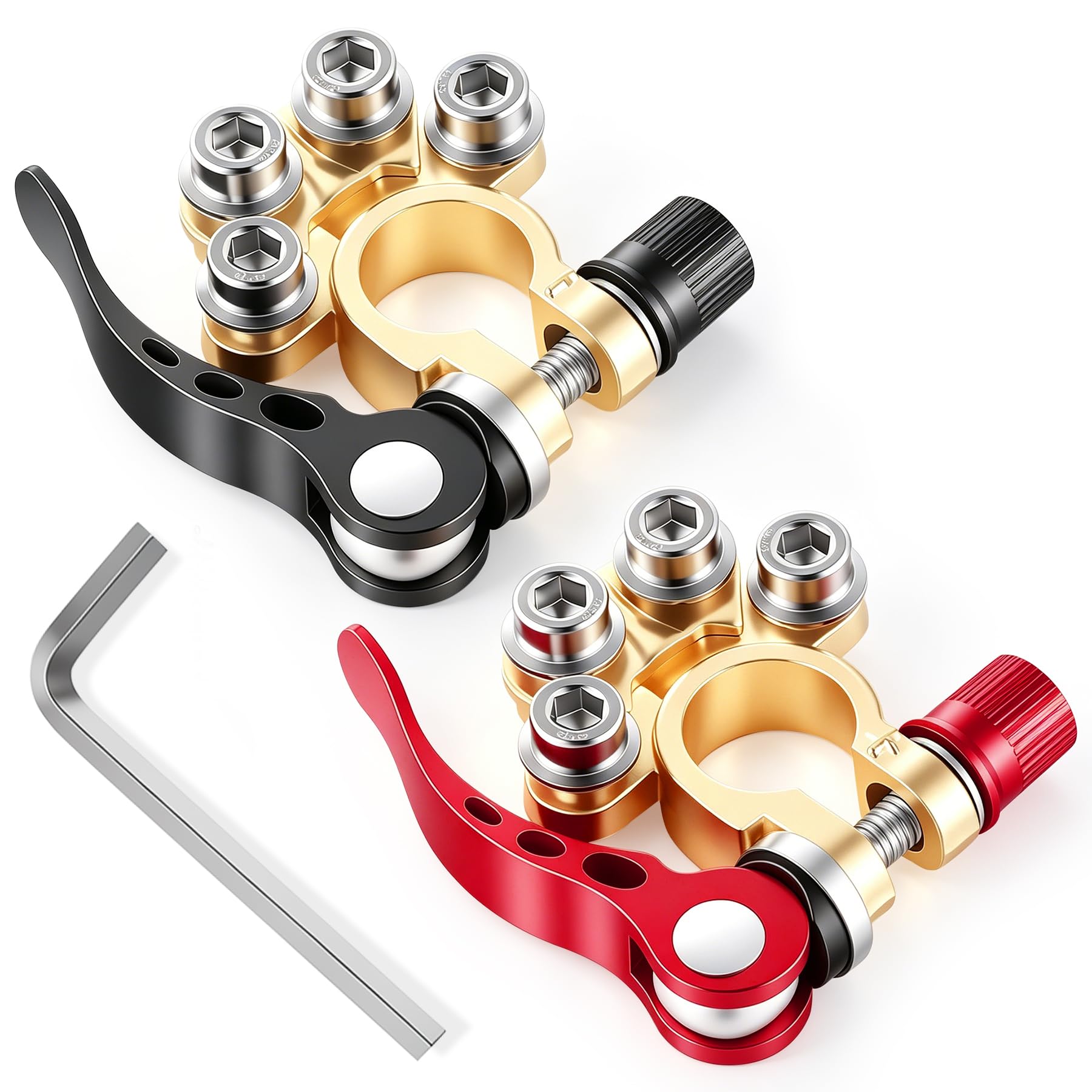 SINGARO Car Battery Terminal Connector, 4 Way Positive and Negative Pole Quick Release Terminal Clip, Applicable to SAE/JIS A Type Terminal Post, Compatible with Cars, Trucks and More（Gold-B）-image-47