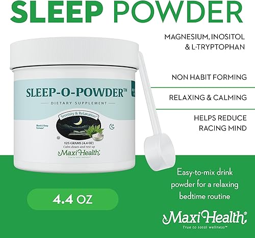 Miniatura 3 de Maxi Health - Polvo para dormir con magnesio, inositol y L-triptófano - Ayuda para dormir sin melatonina sin formación de hábitos - Mezcla fácil de