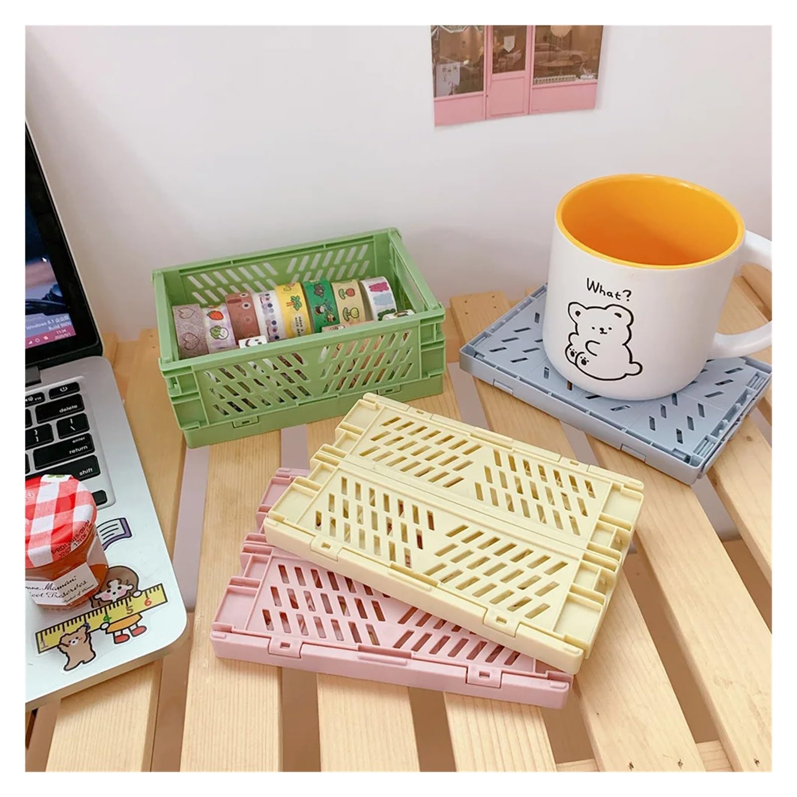 Schreibtisch Organizer Stackable Foldable Stationary Holder Simple Cute Office Desktop Storage Stationery Organizer(Color5)