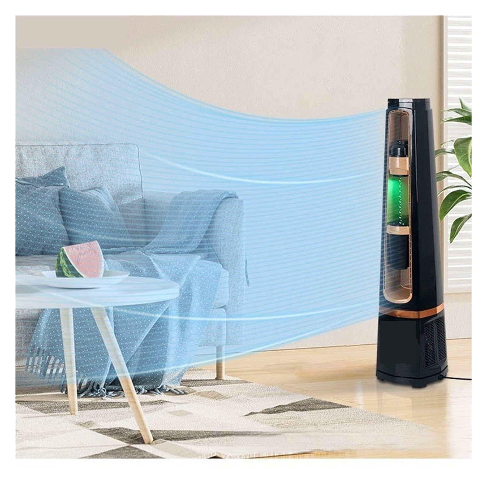 Ventilatori senza pale, Ventilatore senza pale 5 in 1 con telecomando Umidificazione da(Black)