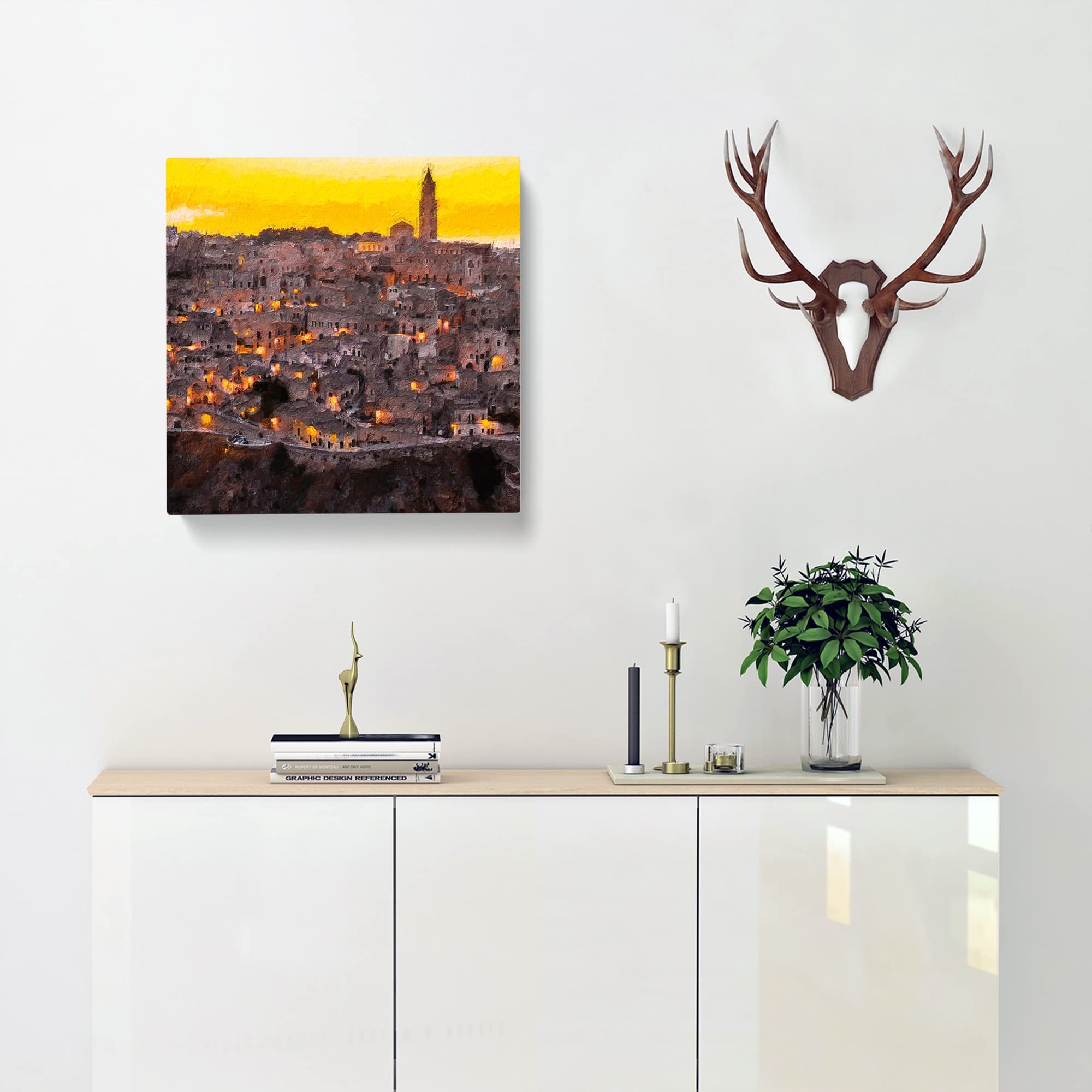Matera Italy Skyline Canvas Print, Mixed, 35L x 35W cm - Image 2
