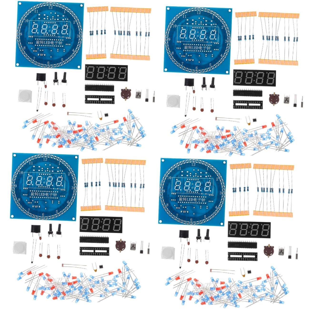 NUOBESTY 4 Ensembles Kit Horloge Électronique LED DIY de Bricolage Affichage Rotatif pour Électronique Soudure Un Bureau Maison