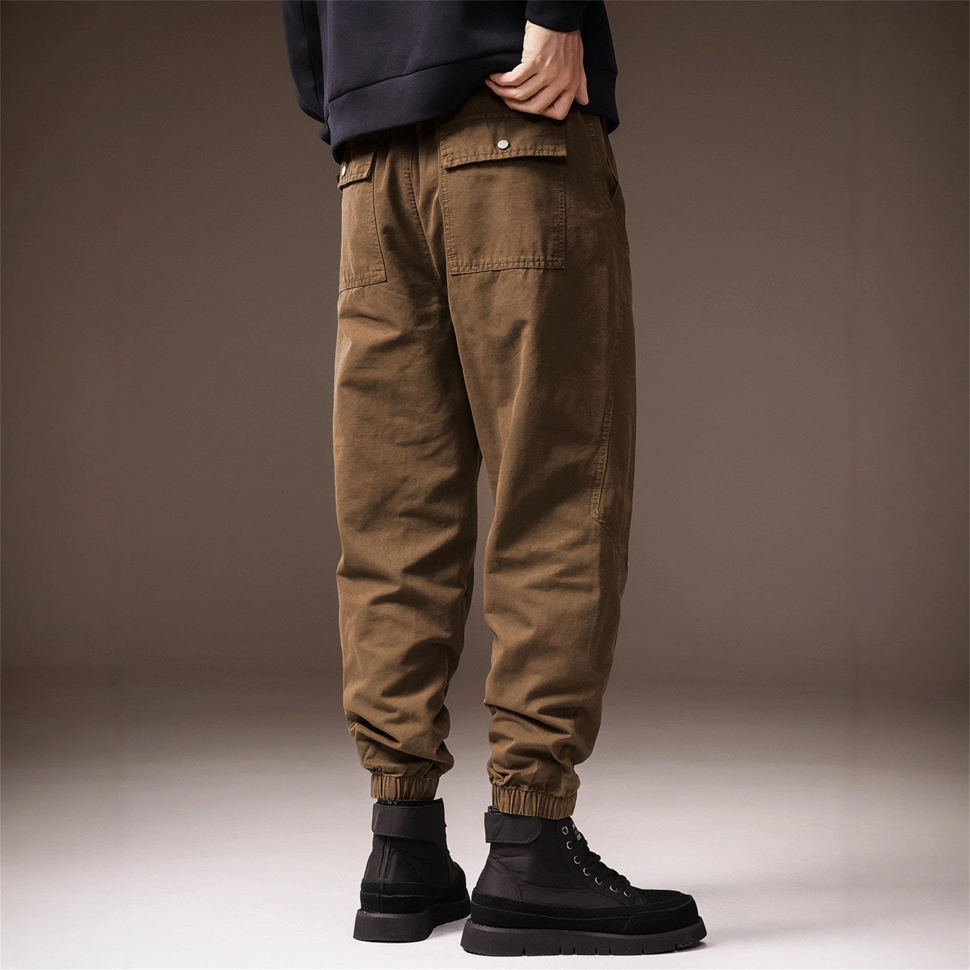 Pantaloni casual da uomo retrò cargo dritti alla caviglia