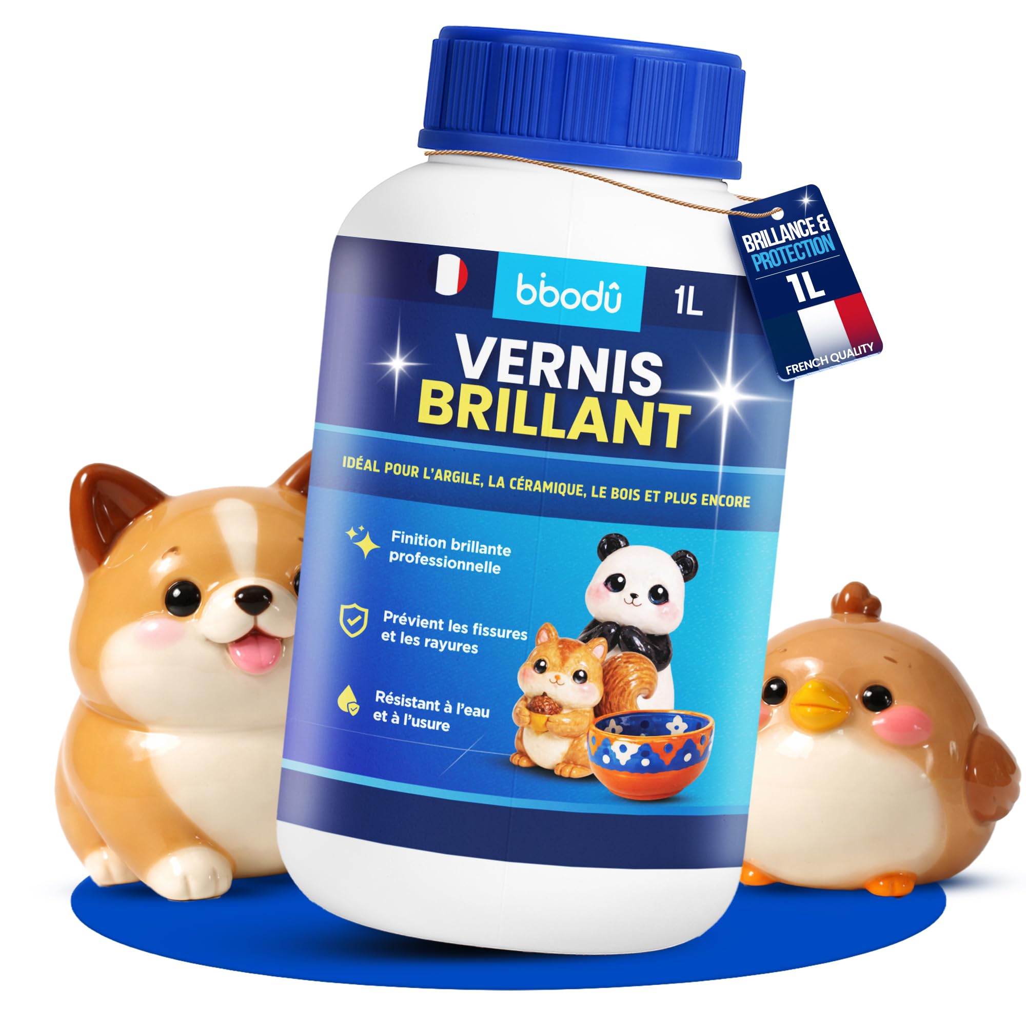 Vernis pour Argile Autodurcissante Brillant 1L Résistant à l'Eau et à l'Usure