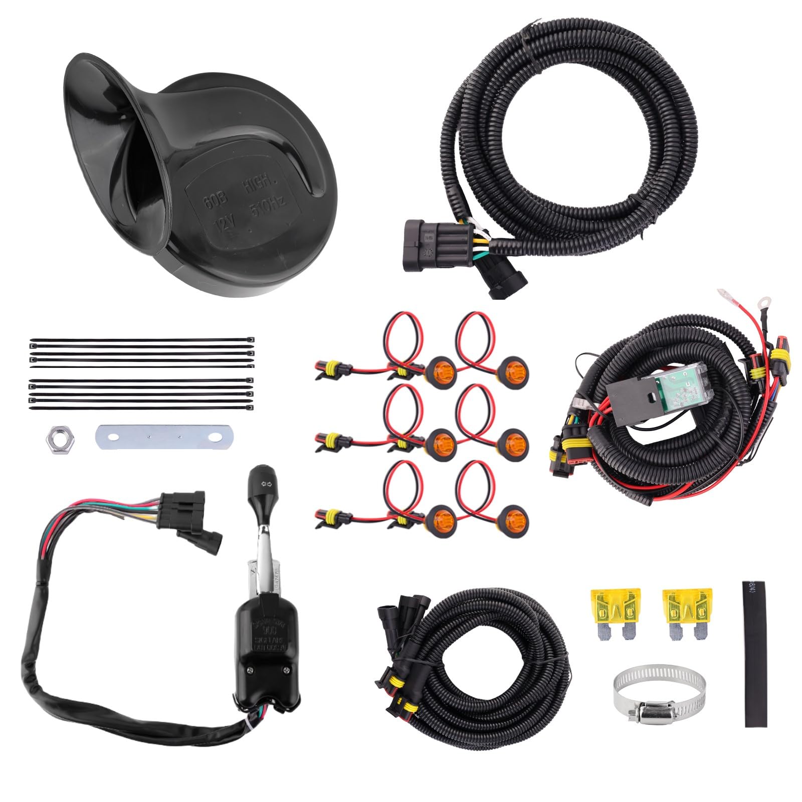Thekliaco UTV Turn Signal Kit,Plug and Play Street Legal Column Turn Signal Switch, Amber Led Light, Horn Kit compatible with Pioneer, Arctic Cat,