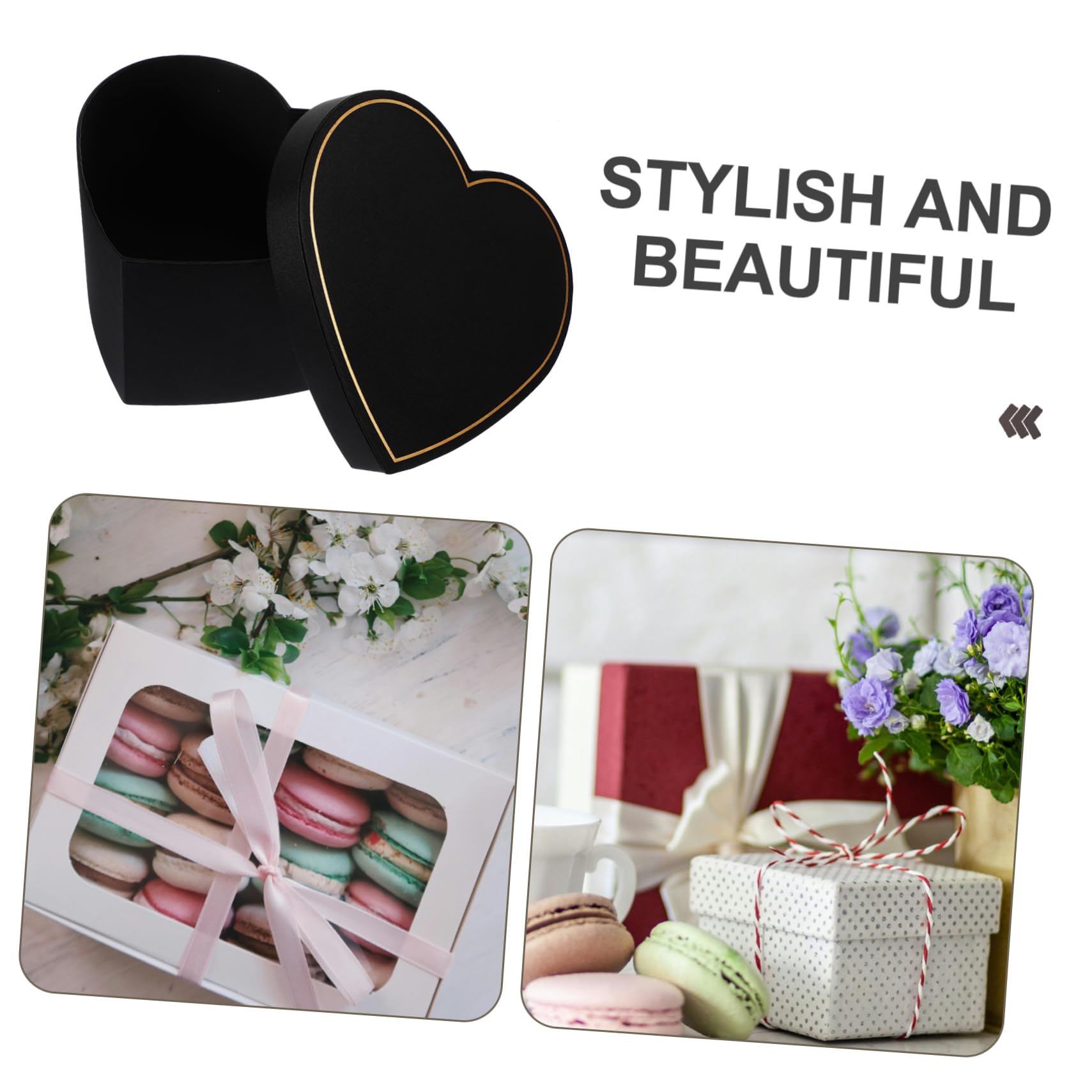 Healvian Geschenkbox Elegante aus Stoff Schwarze Herzförmige mit Deckel Süßigkeitenbox Verpackungskartons für Geschenke bei Restaurant oder Bridal Shower