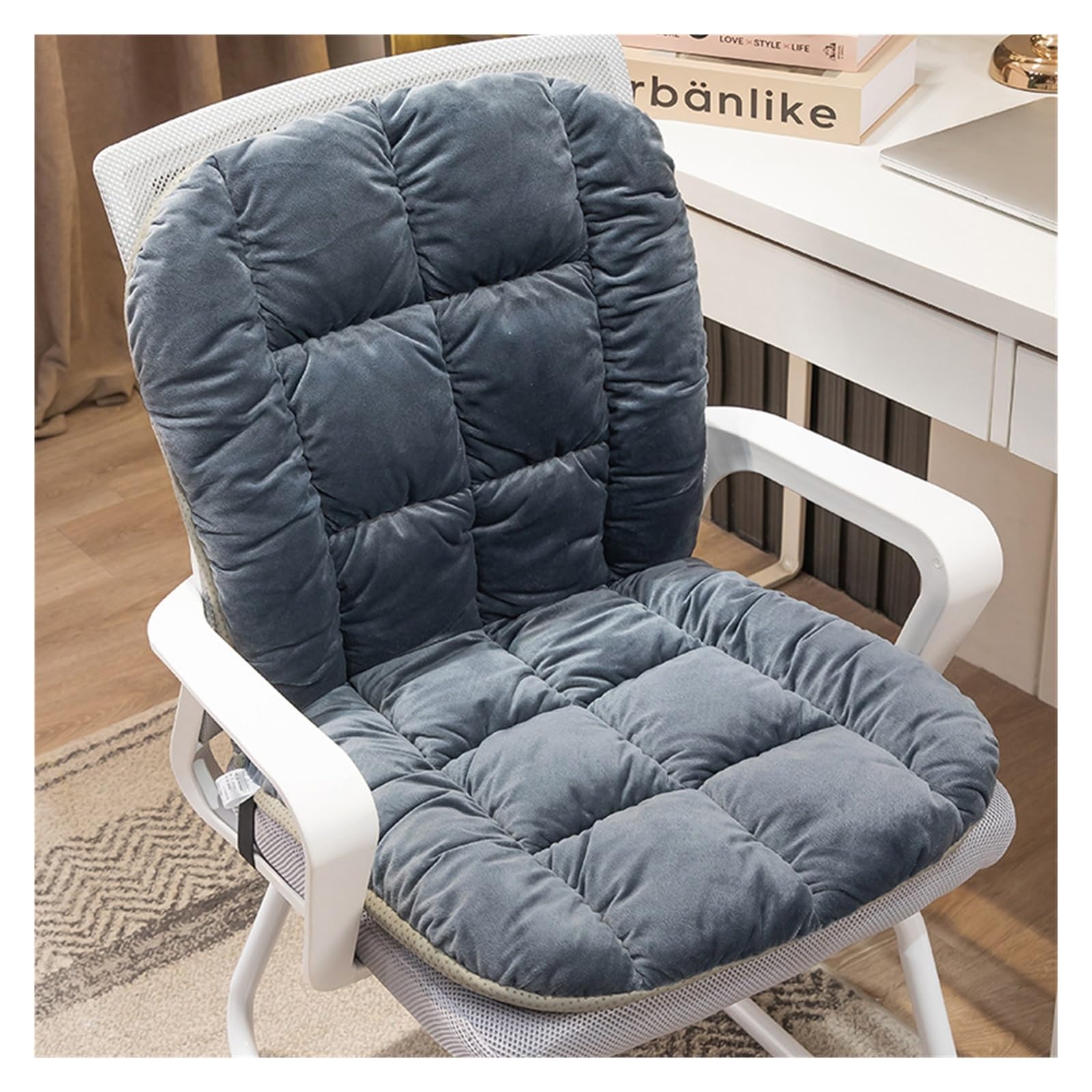 Cojín de terciopelo para silla que alivia la presión lumbar en el hogar