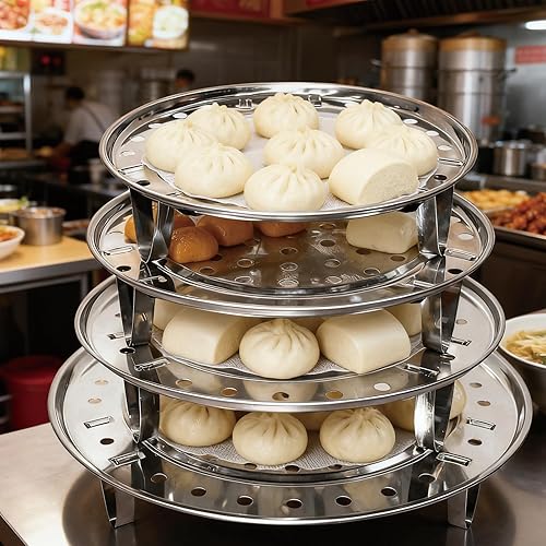 Miniatura 3 de xyadyhz Vaporizador de acero inoxidable para cocinar, soporte multiusos para olla de valor, olla a presión y enlatado, ideal para tamales, verduras,