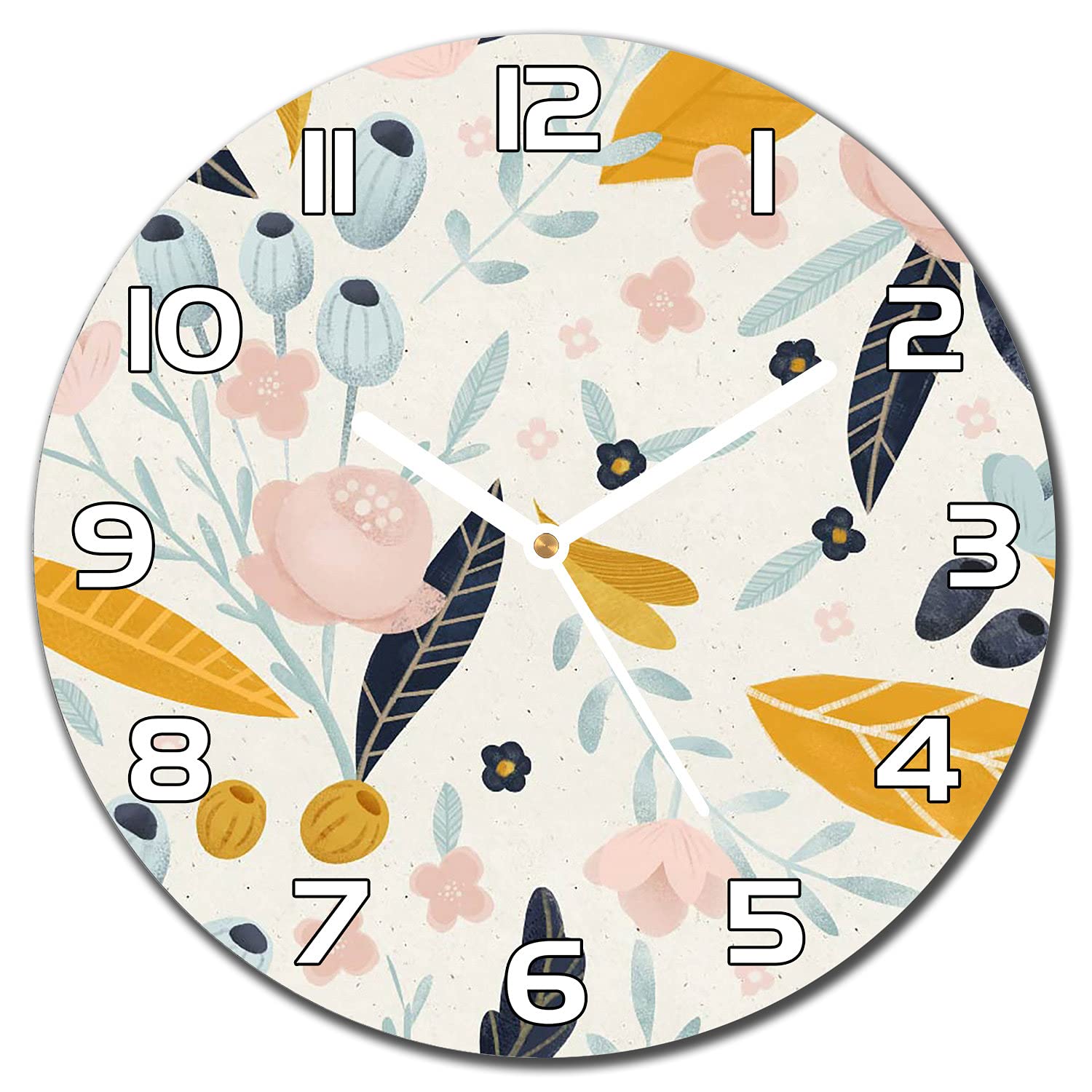 Horloge en verre fleurs pastel pour illuminer les murs de votre salon