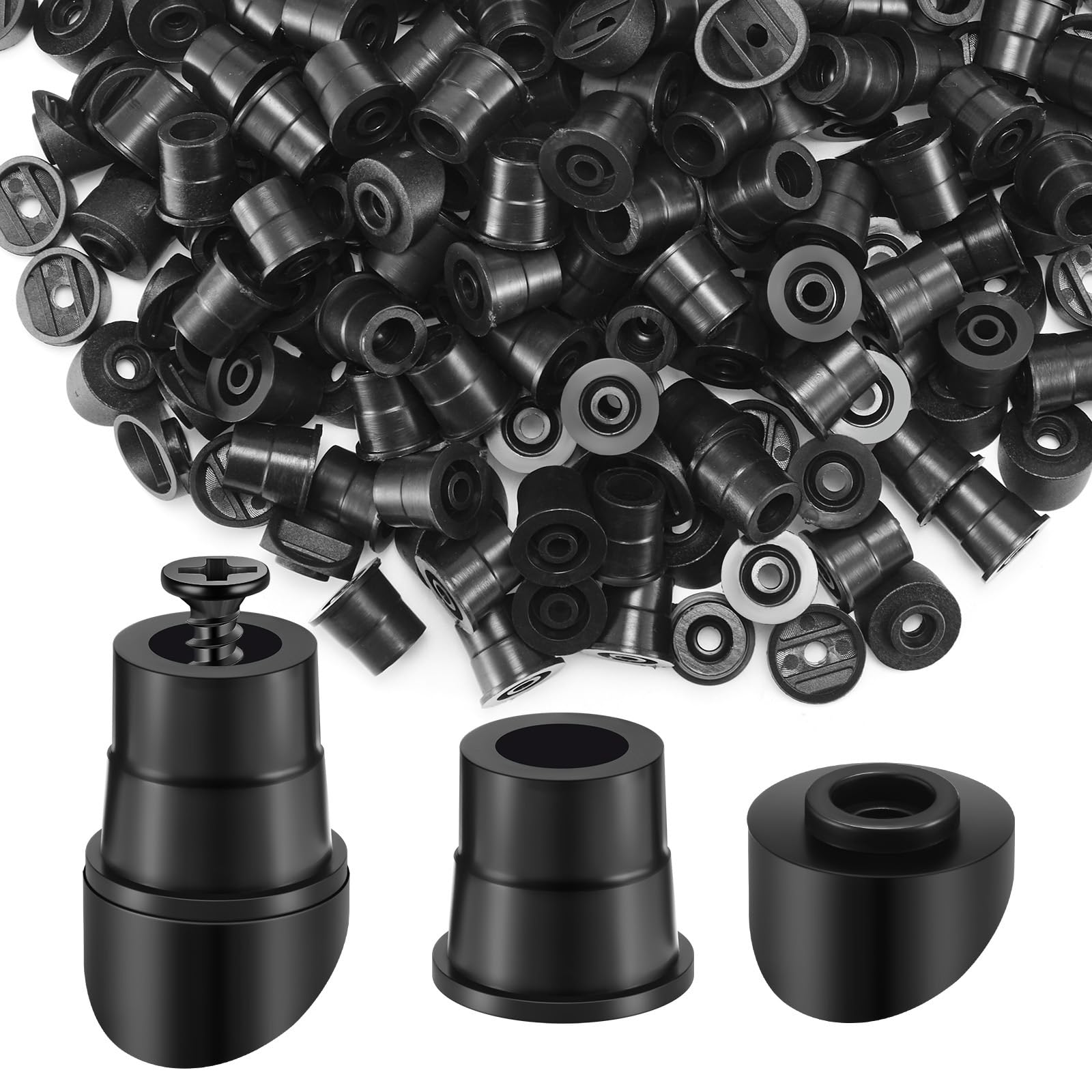 Pushglossy 150 Set Plastic Baluster Connectors Round Balusters Black Baluster Adapter with Screws for 3/4" Od Deck Handrail Staircase Balusters Home
