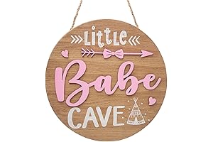Cozy Pink Babe Cave Door Sign: 12" Round Farmhouse Style Wall Decor