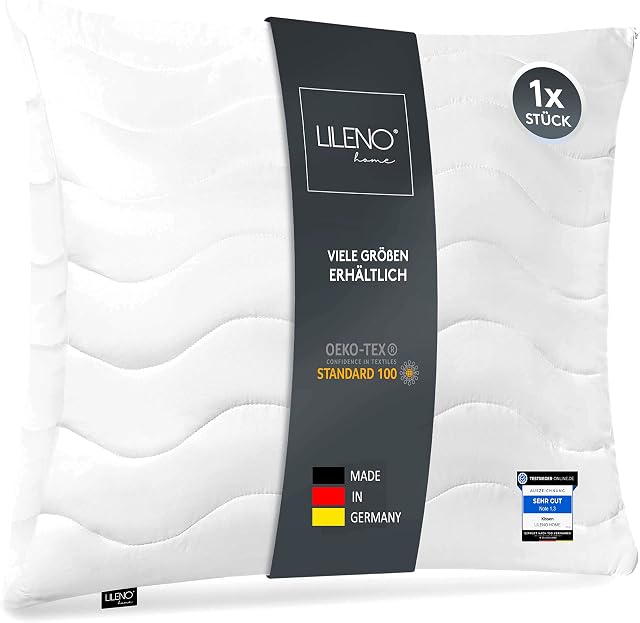 Lileno Home Imbottitura per cuscino, 40 x 40 cm, set da 1 pezzo, cuscino interno trapuntato, per chi soffre di allergie, in microfibra, come cuscino decorativo e cuscino da divano, lavabile a 40 °C
