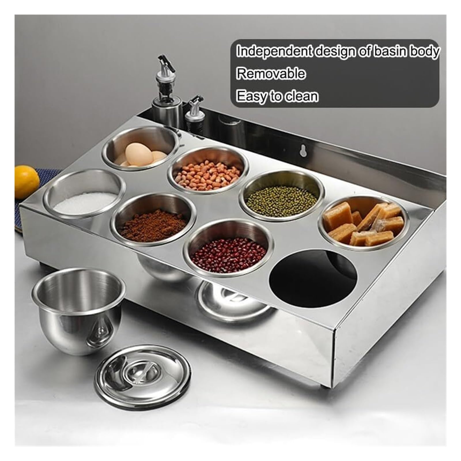 Stazione per pizza con supporto inclinato per piano di lavoro, ripiano posteriore per spezie per salse e ingredienti, soluzione per riporre la cucina (45 x 25 x 12,5 cm)