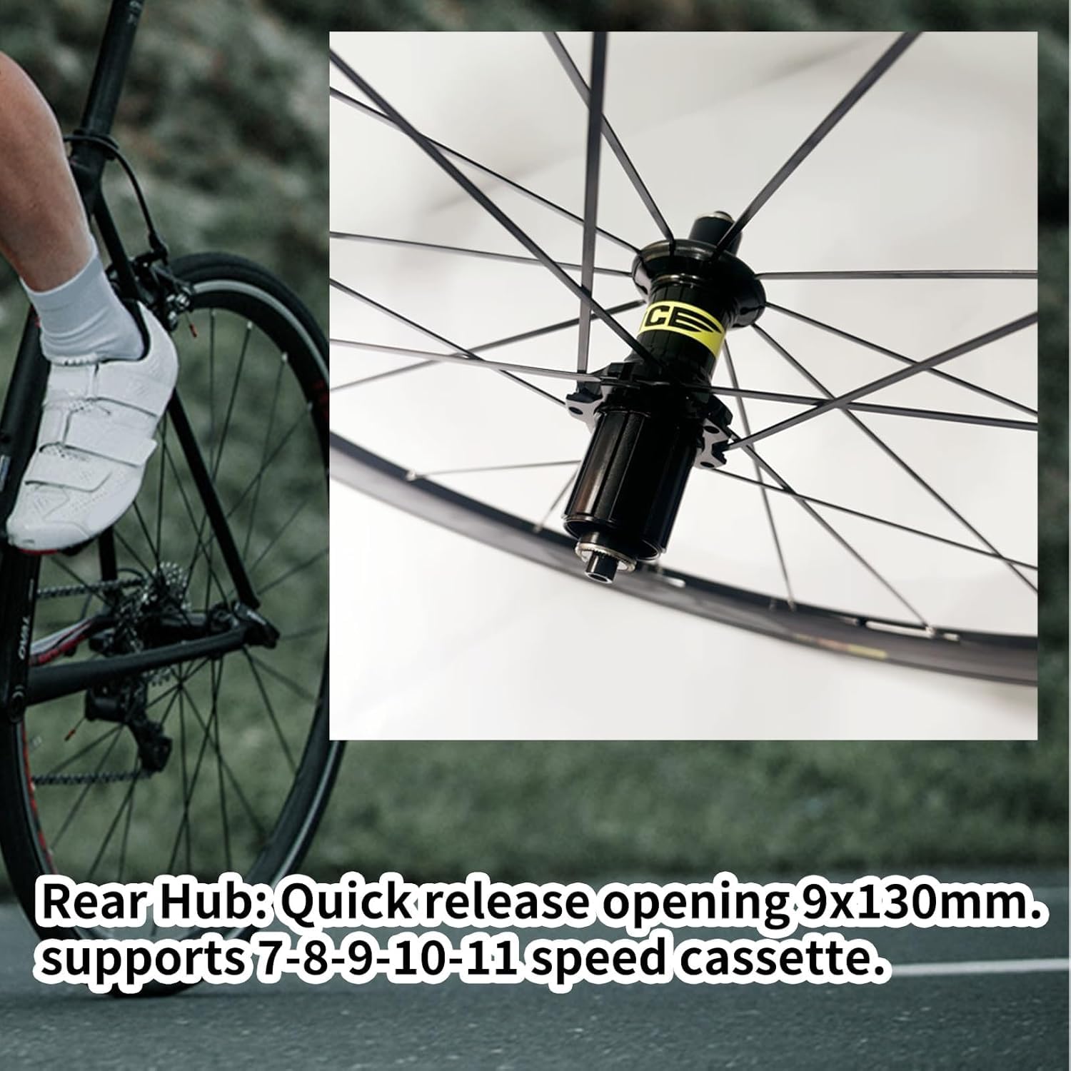 Juego de ruedas para bicicleta de carretera, con freno V/C y de disco, ruedas de aleación de aluminio de 40/50 mm y 700C, cierre rápido de 20 radios para cassette de 8, 9, 10 y 11 velocidades.