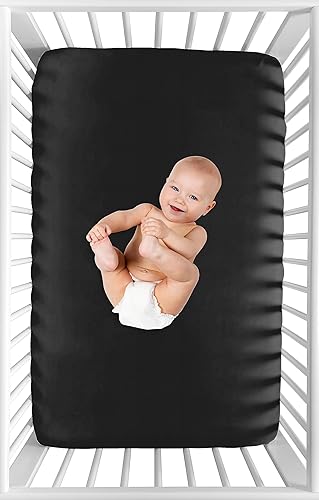 Miniatura 9 de Sweet Jojo Designs Mini sábana bajera para cuna de niño y niña, color blanco y negro, para cuna, portátil, paquete de cuna y juego, diseño