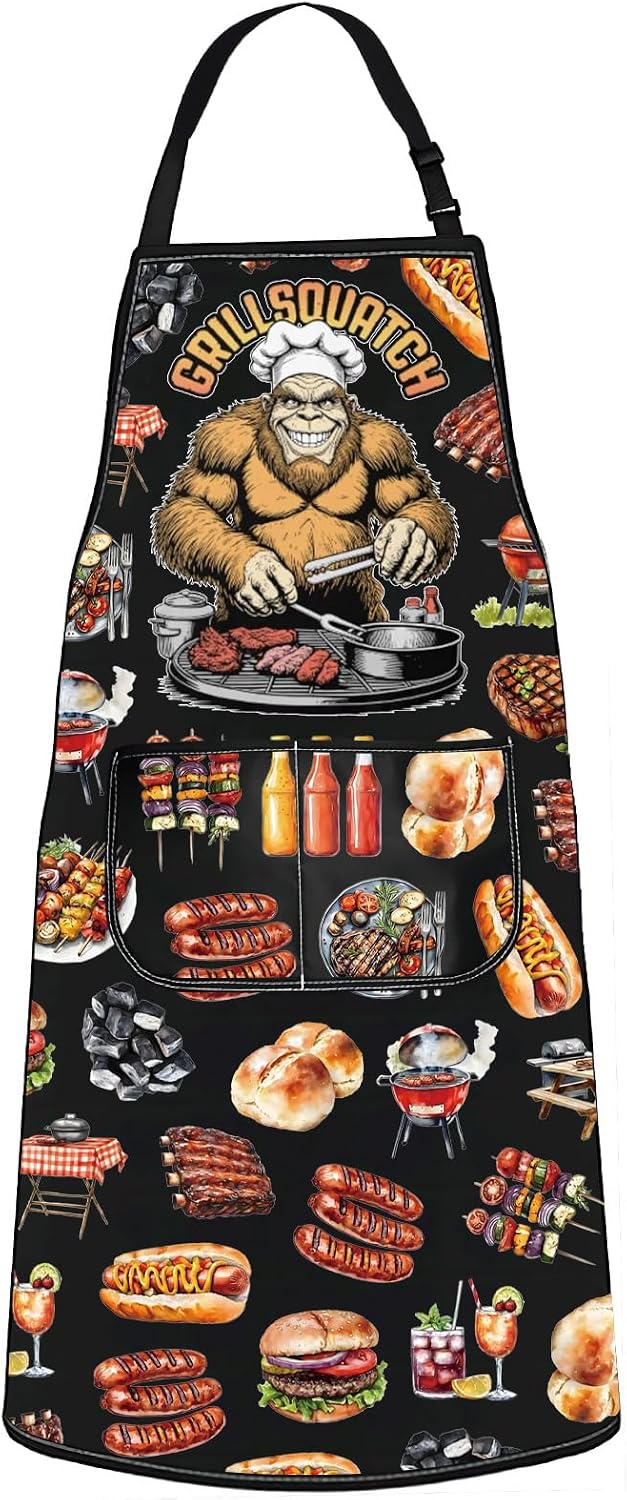 WZMPA Sasquatch Grilling Apron Sasquatch BBQ Gift Grillsquatch Barbecue Apron Grillsquatch Merchandise
