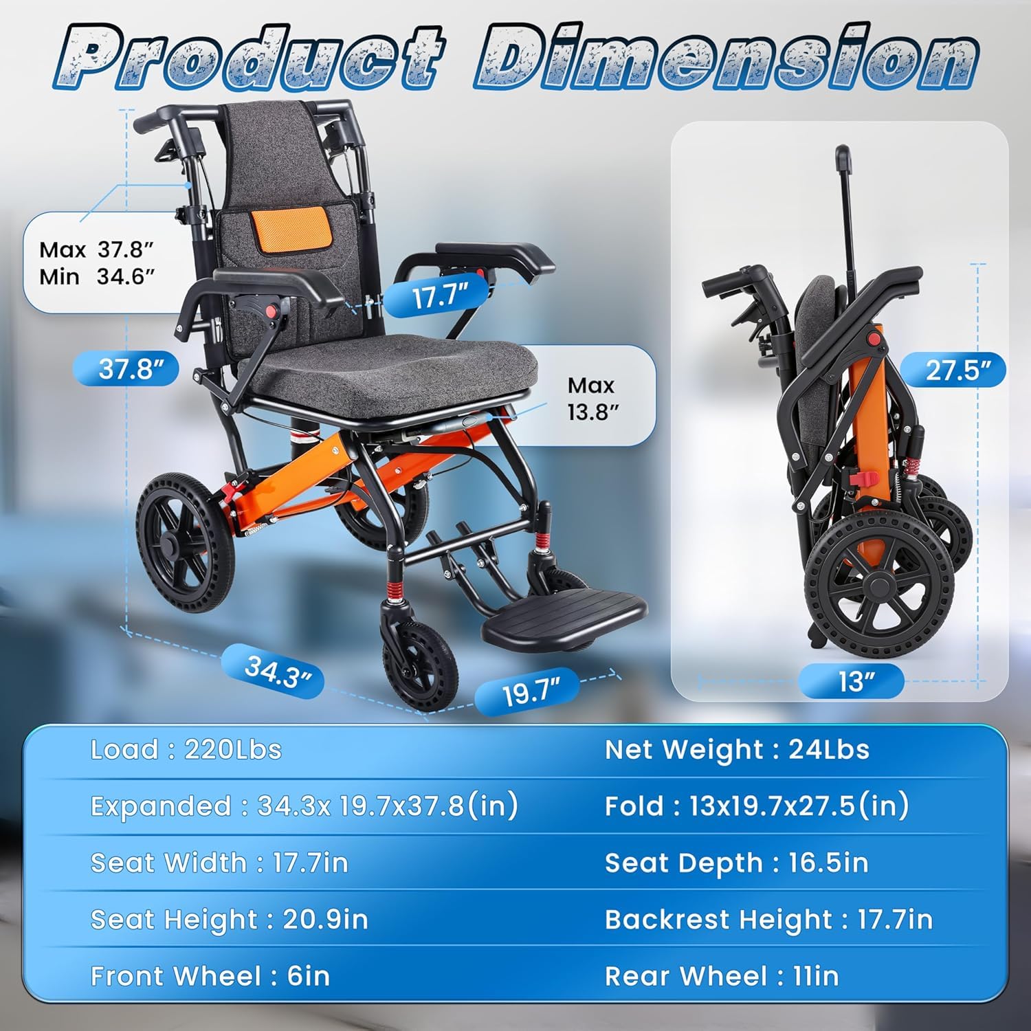 Lightweight Portable Wheelchair - Travel & Transport -3